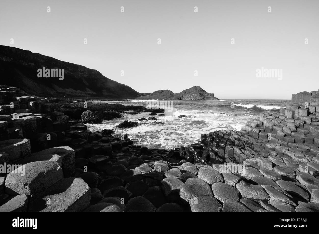 Giants Causeway Black and White seascapes Stock Photo