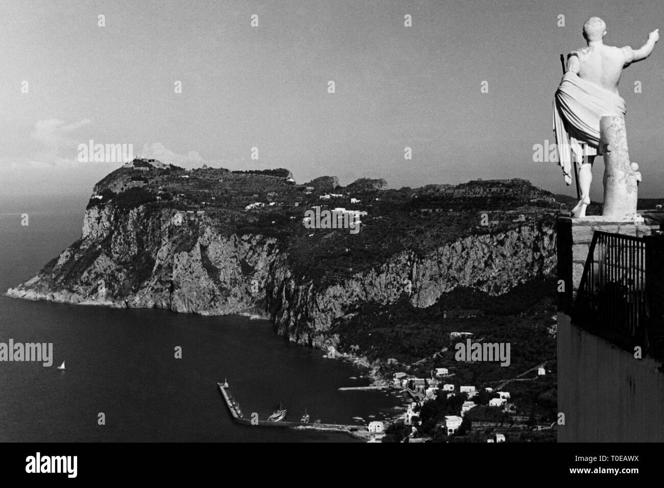 Italy, Campania, Island of Capri, Marina Grande, Mount Tiberius, 1961 Stock Photo