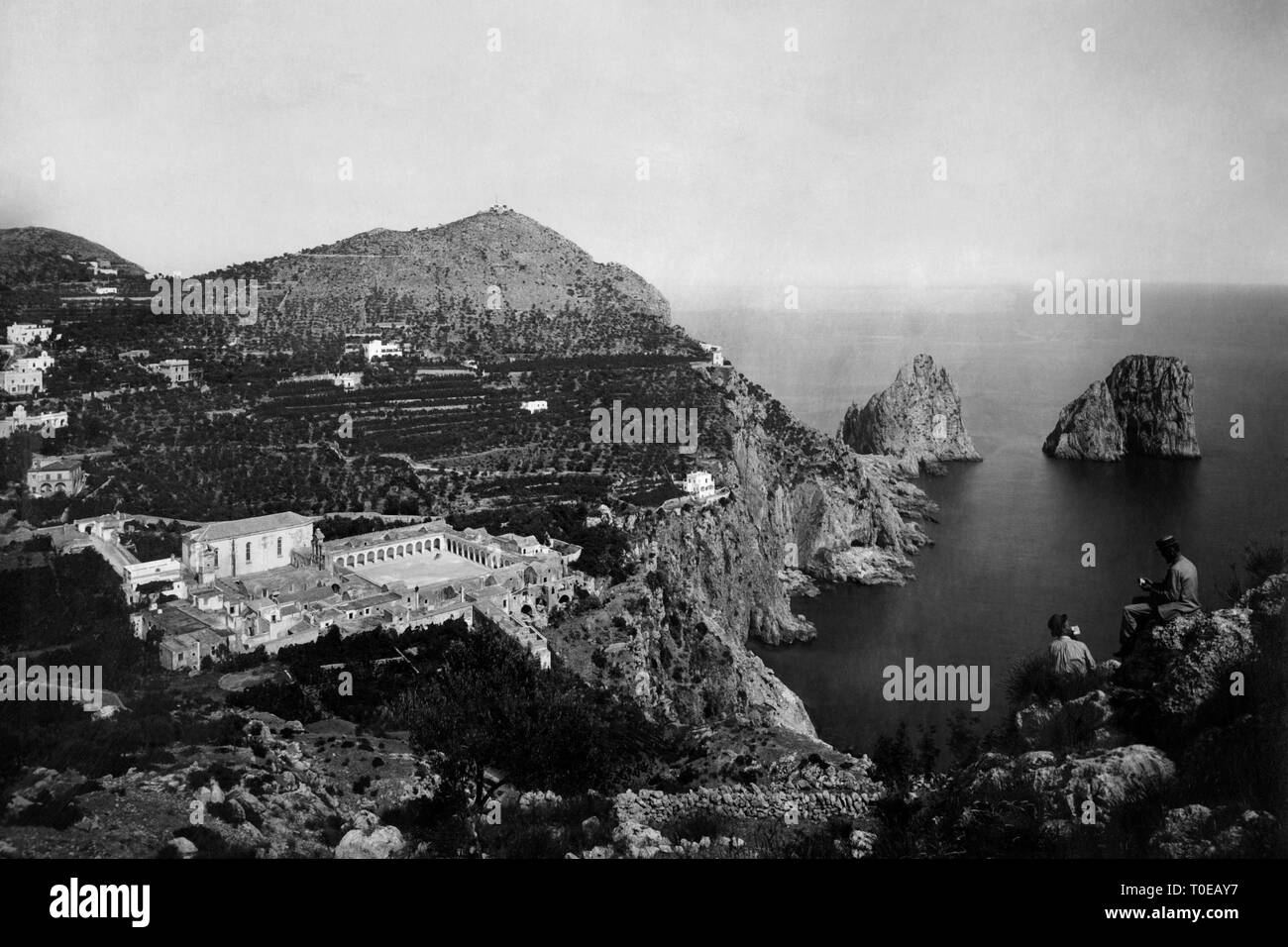 certosa di san giacomo, stacks, capri island, campania, italy 1910-20 Stock Photo