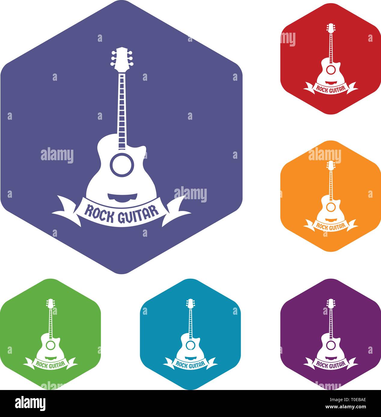 Guitar icons vector hexahedron Stock Vector