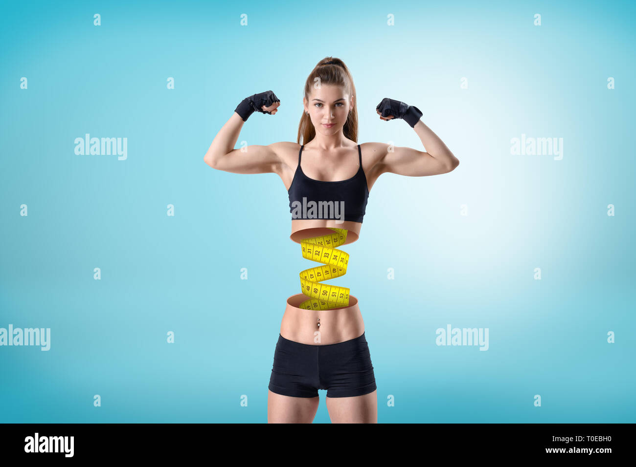 Fitness Woman With Measuring Tape On Biceps Muscle Stock Photo - Download  Image Now - Adhesive Tape, Adult, Adults Only - iStock