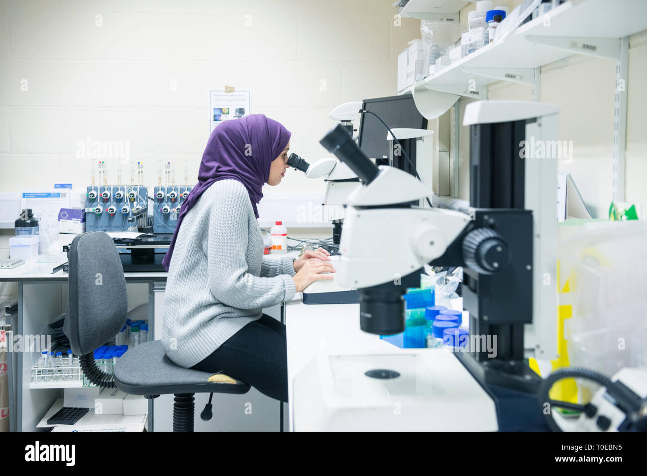 Islamic Lab Names A muslim woman uses the scientific equipment in a research laboratory ...