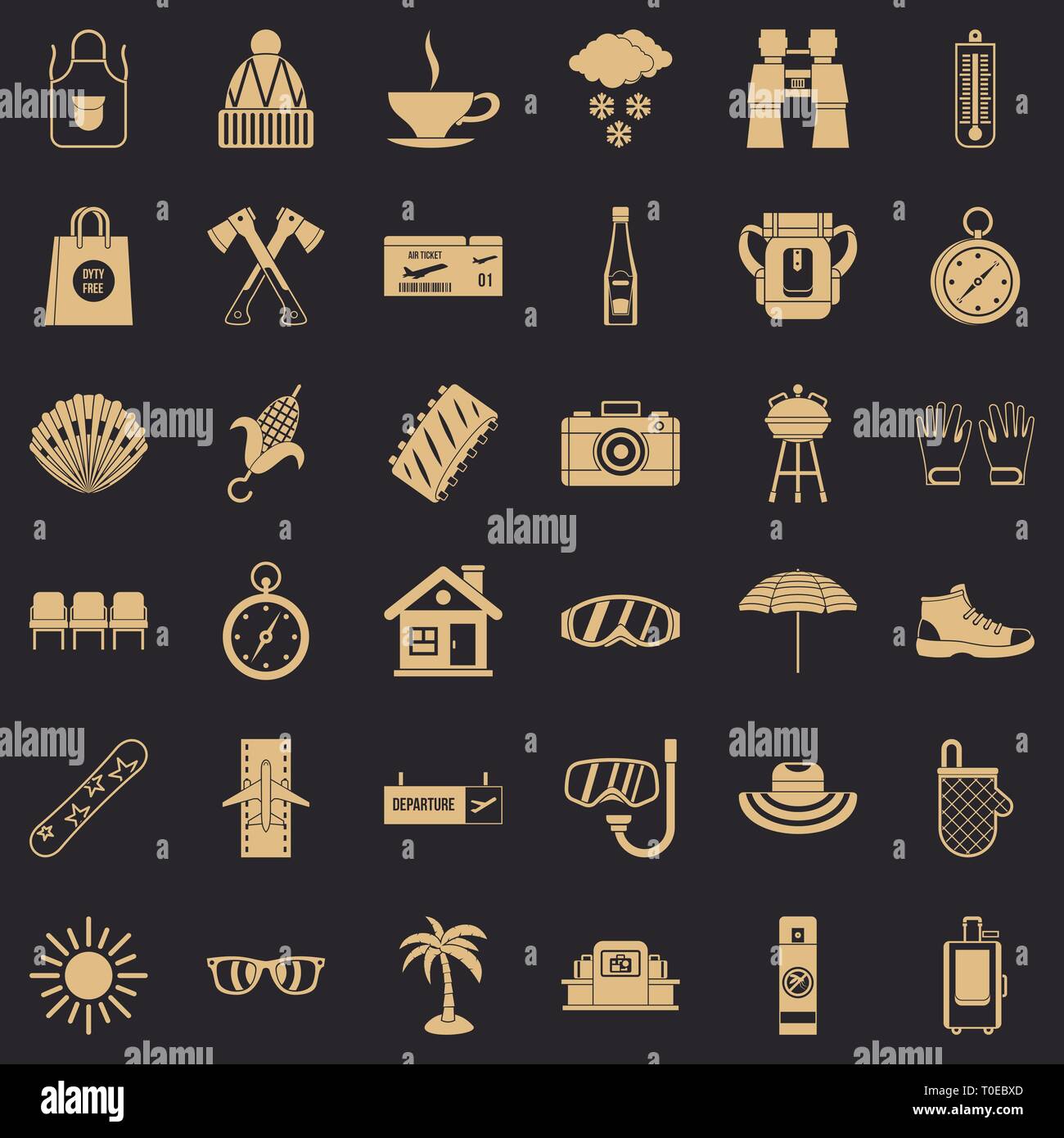 Holiday icons set, simple style Stock Vector