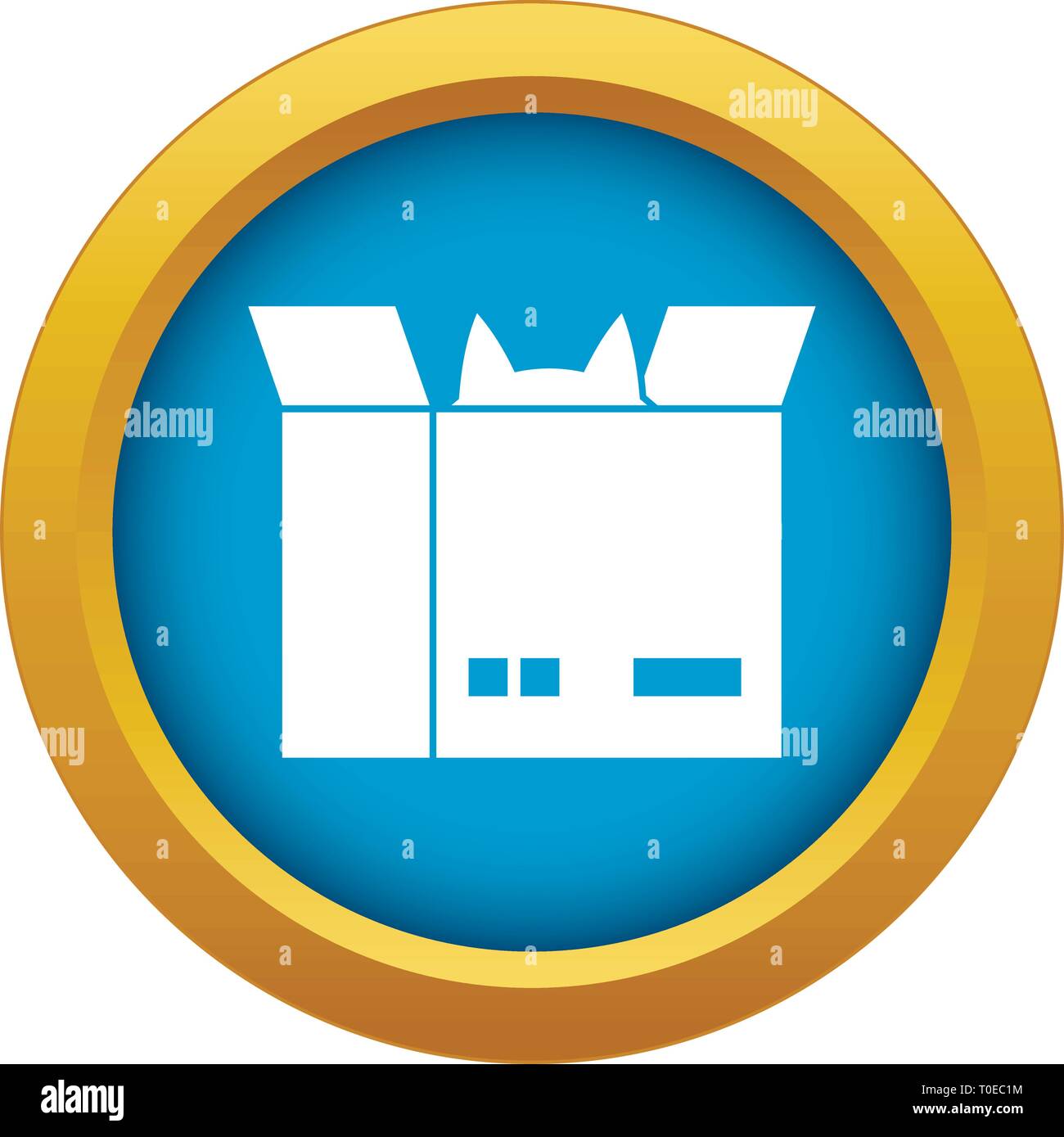 Cat in a cardboard box icon blue vector isolated Stock Vector Image ...