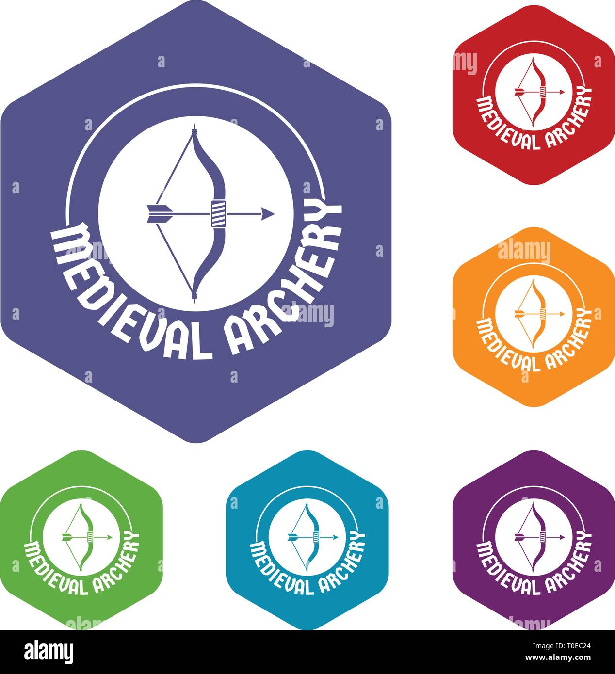 Bow arrow icons vector hexahedron Stock Vector