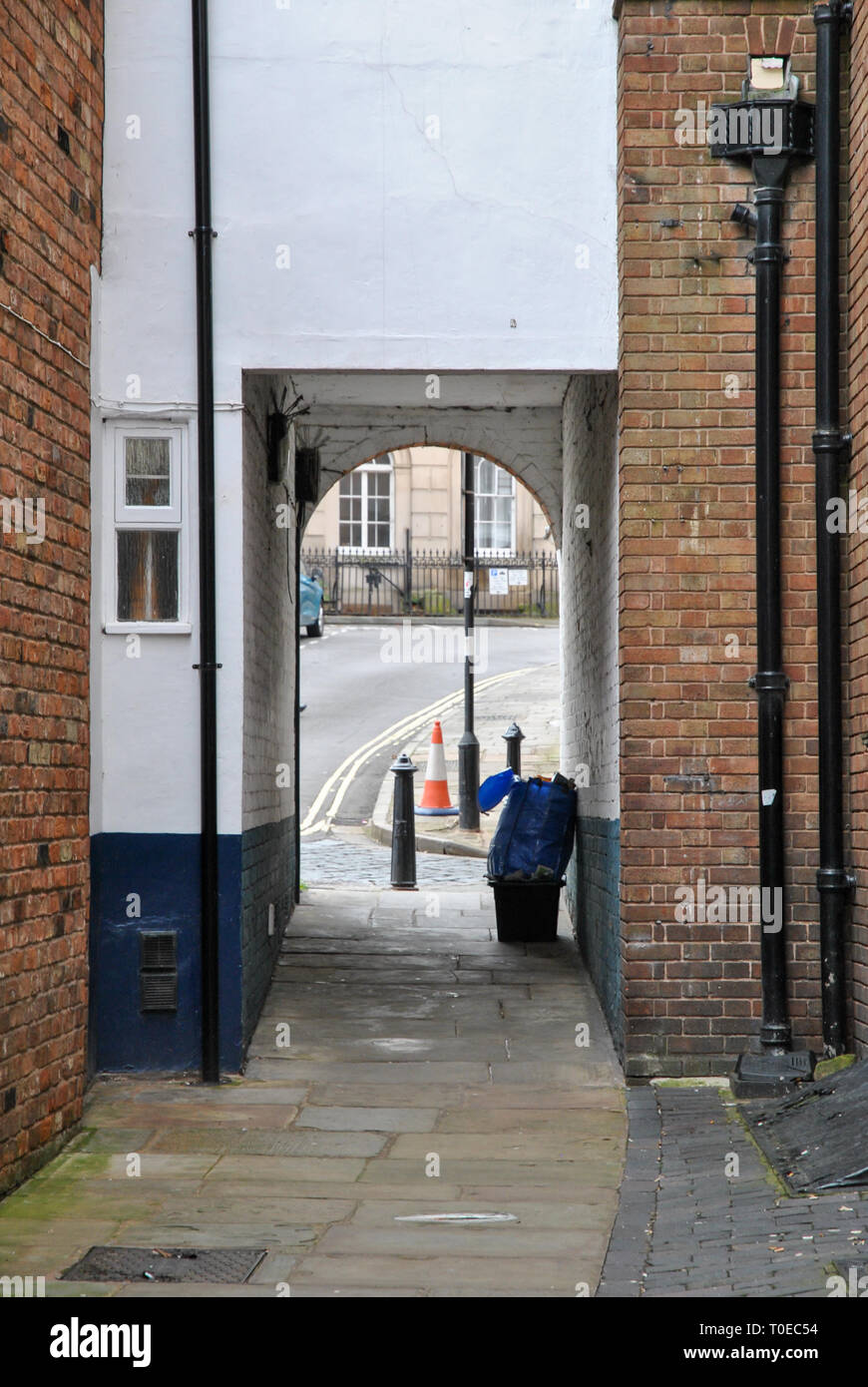 One of Shrewsbury's many passageways looking toward Swan Hill Stock