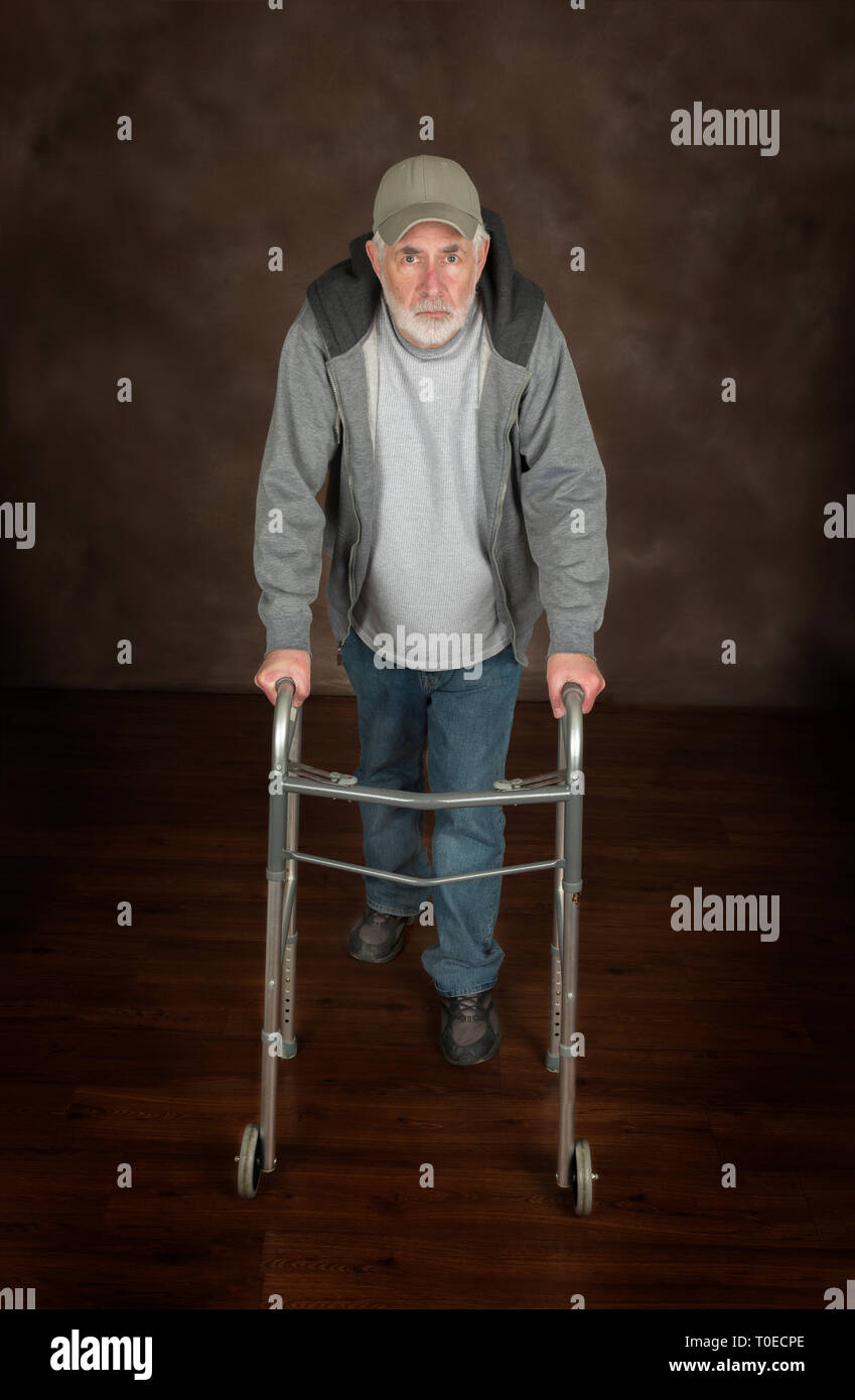 Old man using walker hi-res stock photography and images - Alamy