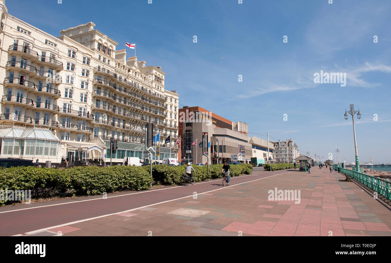 Hotels and promenade in the seaside town of Brighton, Sussex, England. Stock Photo