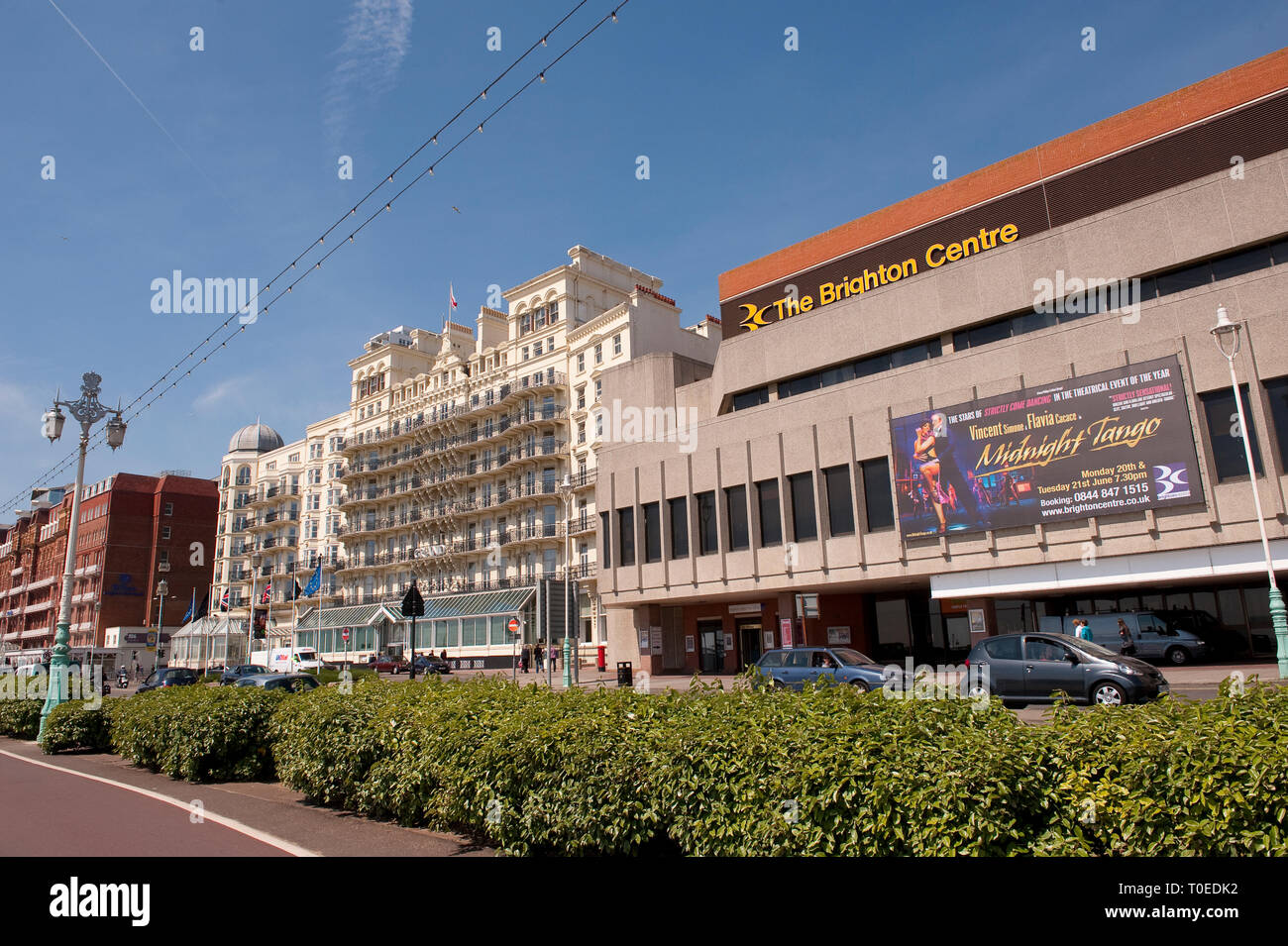Hotels and The Brighton Centre in the seaside town of Brighton, Sussex, England. Stock Photo