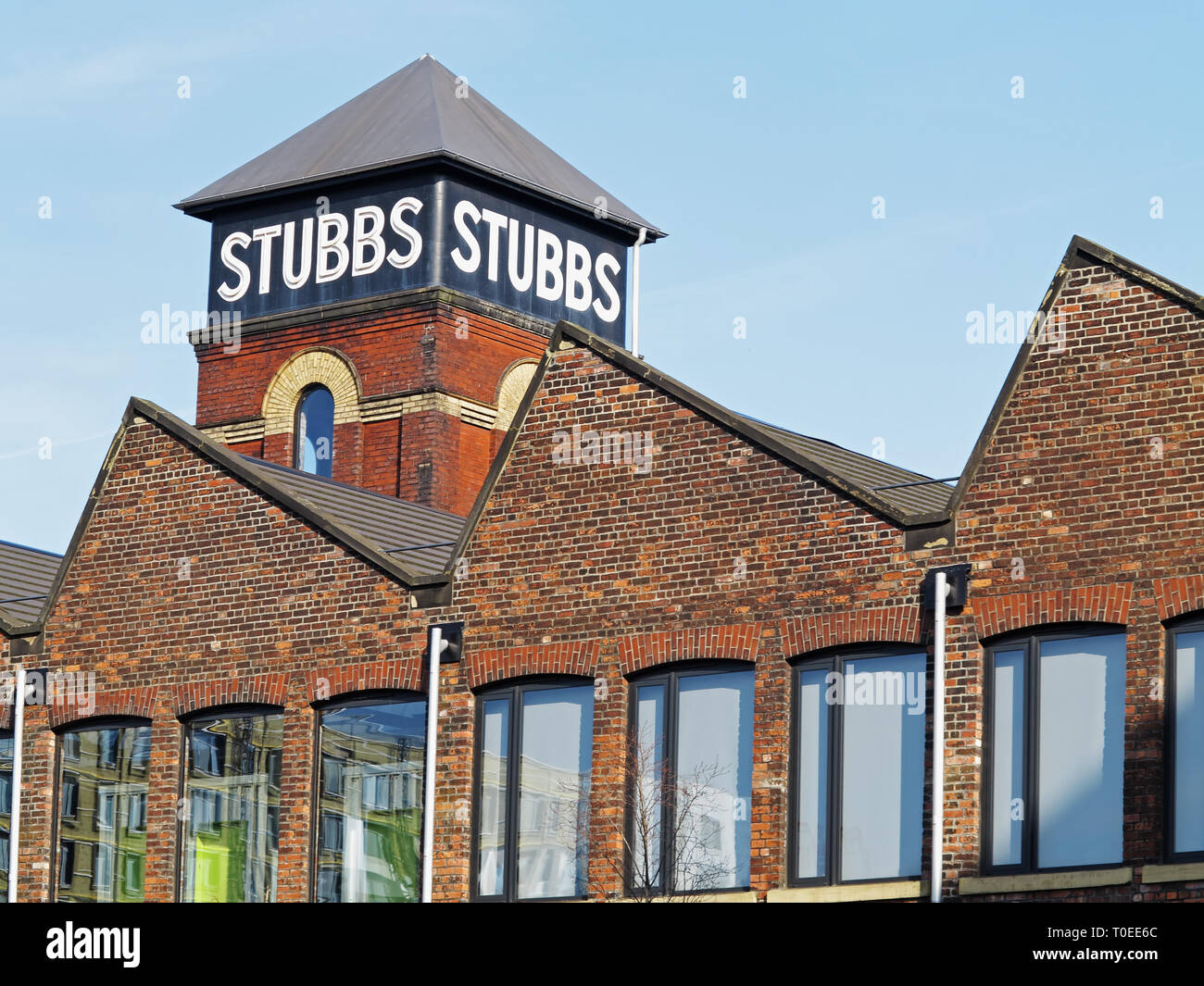 The roof and tower of the Stubbs factory on the Ashton Canal, Manchester Stock Photo