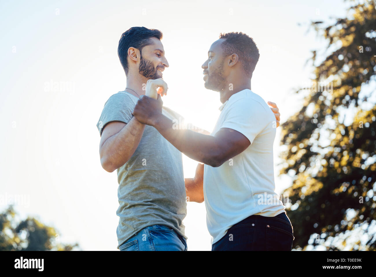 Two men dancing Kizomba  Stock Photo