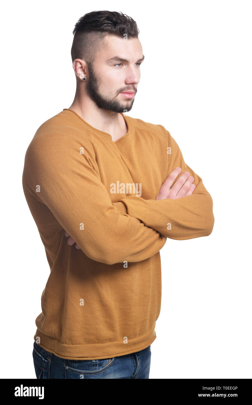 Portrait of handsome young man on white background Stock Photo - Alamy