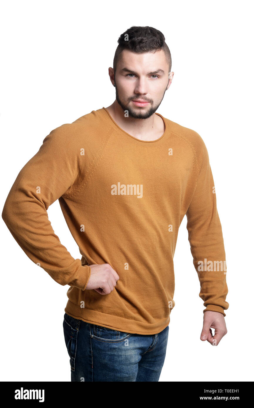 Portrait of handsome young man on white background Stock Photo - Alamy