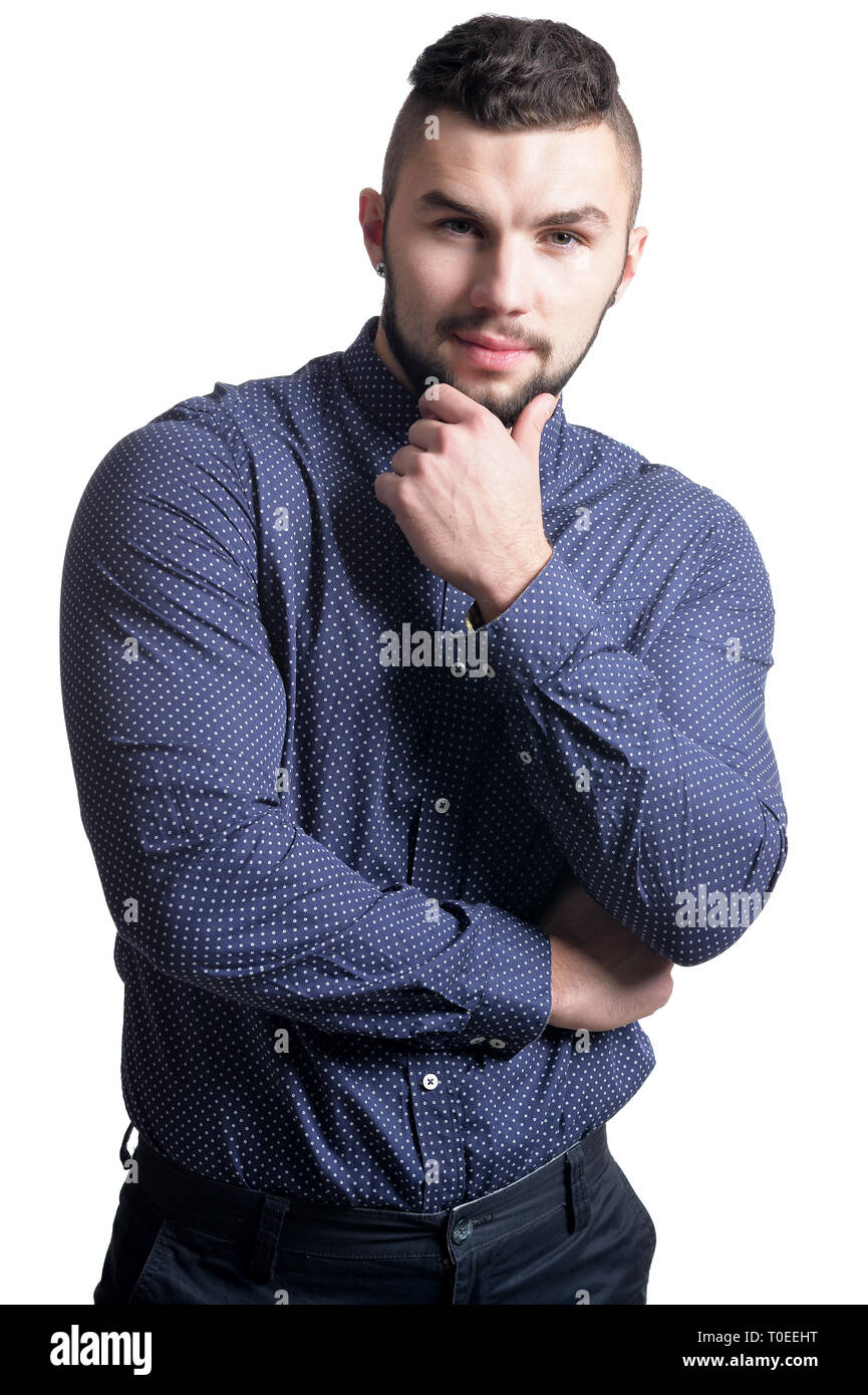 Portrait of handsome young businessman on white background Stock Photo ...