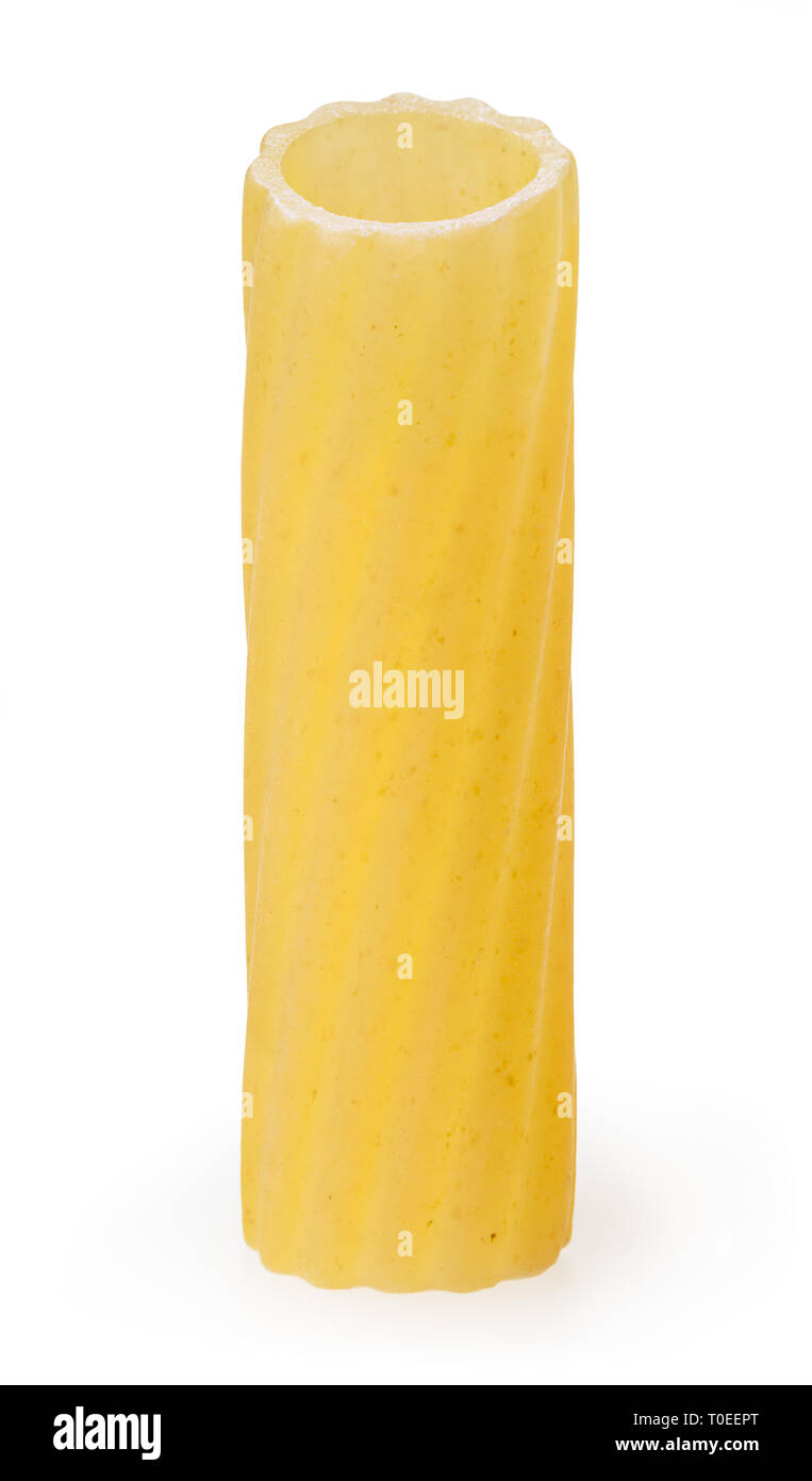 Rigatoni pasta isolated on white background with clipping path Stock