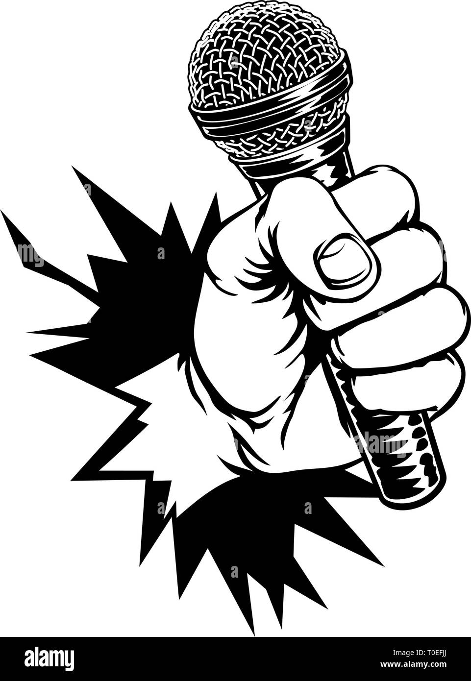 Holding Out Microphone Black And White Stock Photos Images Alamy