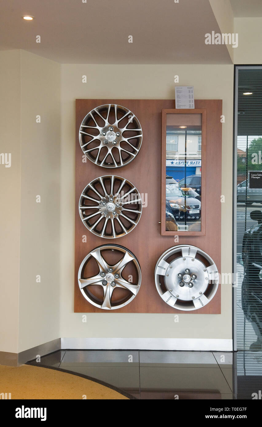 A Wheel display in Lexus car showroom Stock Photo