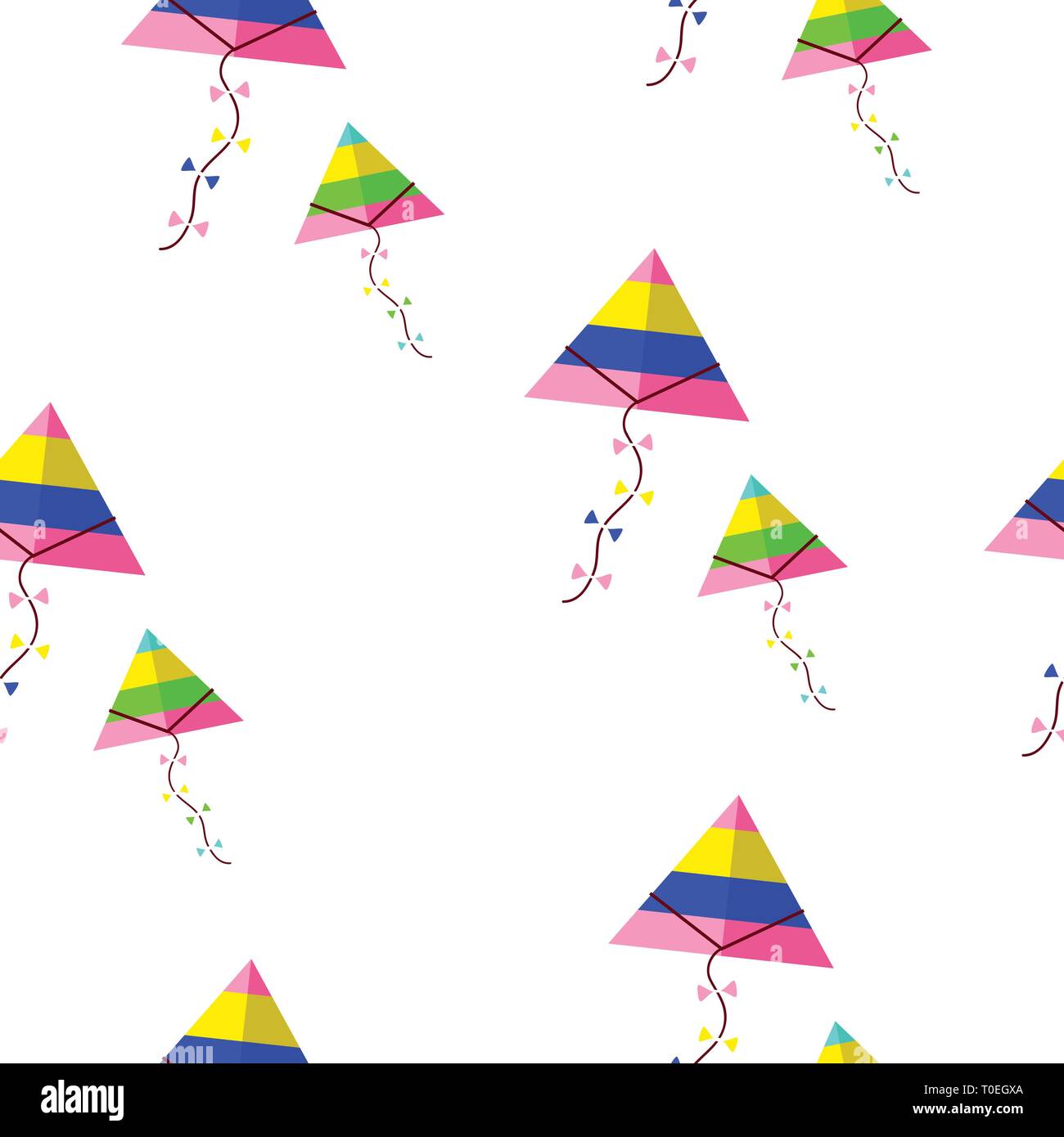 seamless pattern with colorful kites vector on white background Stock Vector