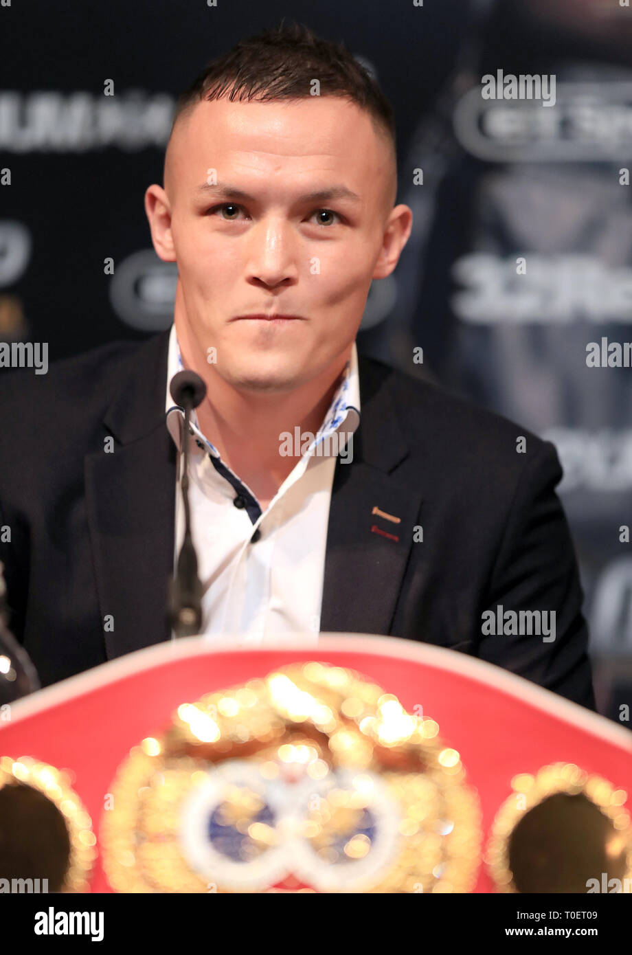 Josh Warrington during the press conference at Carriageworks Theatre, Leeds. Stock Photo