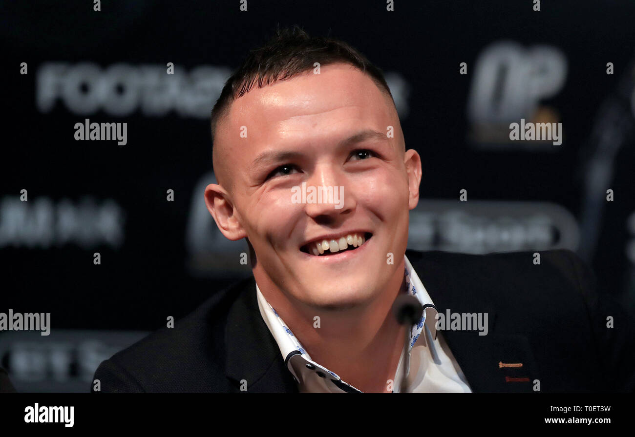 Josh Warrington during the press conference at Carriageworks Theatre, Leeds. Stock Photo