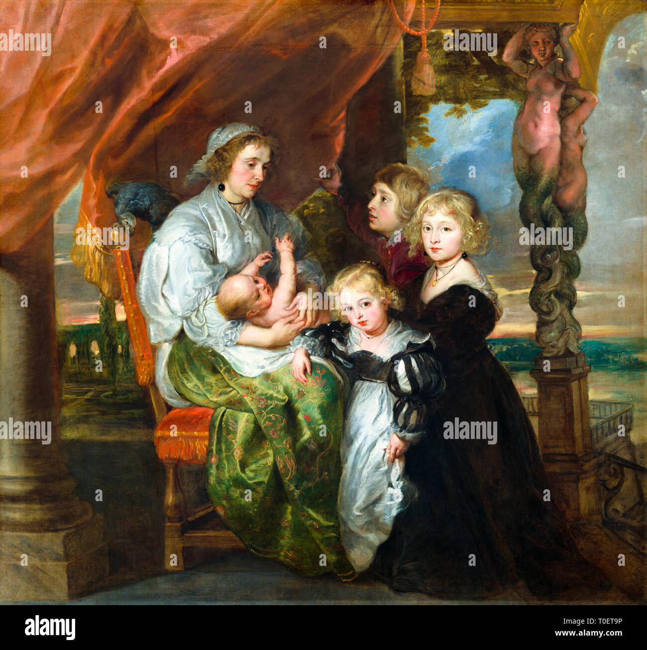 Sir Peter Paul Rubens, Deborah Kip, Wife of Sir Balthasar Gerbier, and Her Children, portrait, c. 1629-1630 Stock Photo