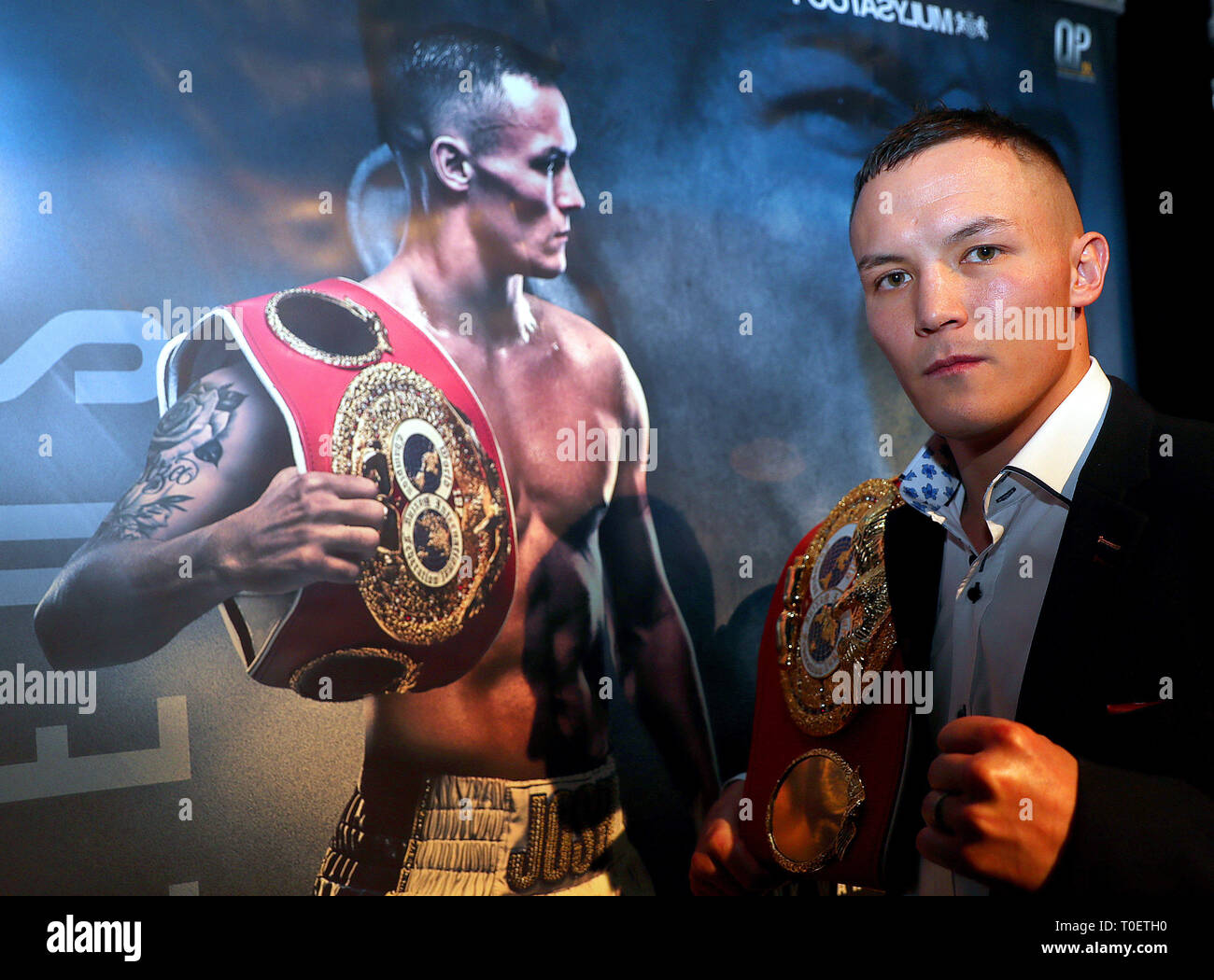 Josh Warrington after the press conference at Carriageworks Theatre, Leeds. Stock Photo