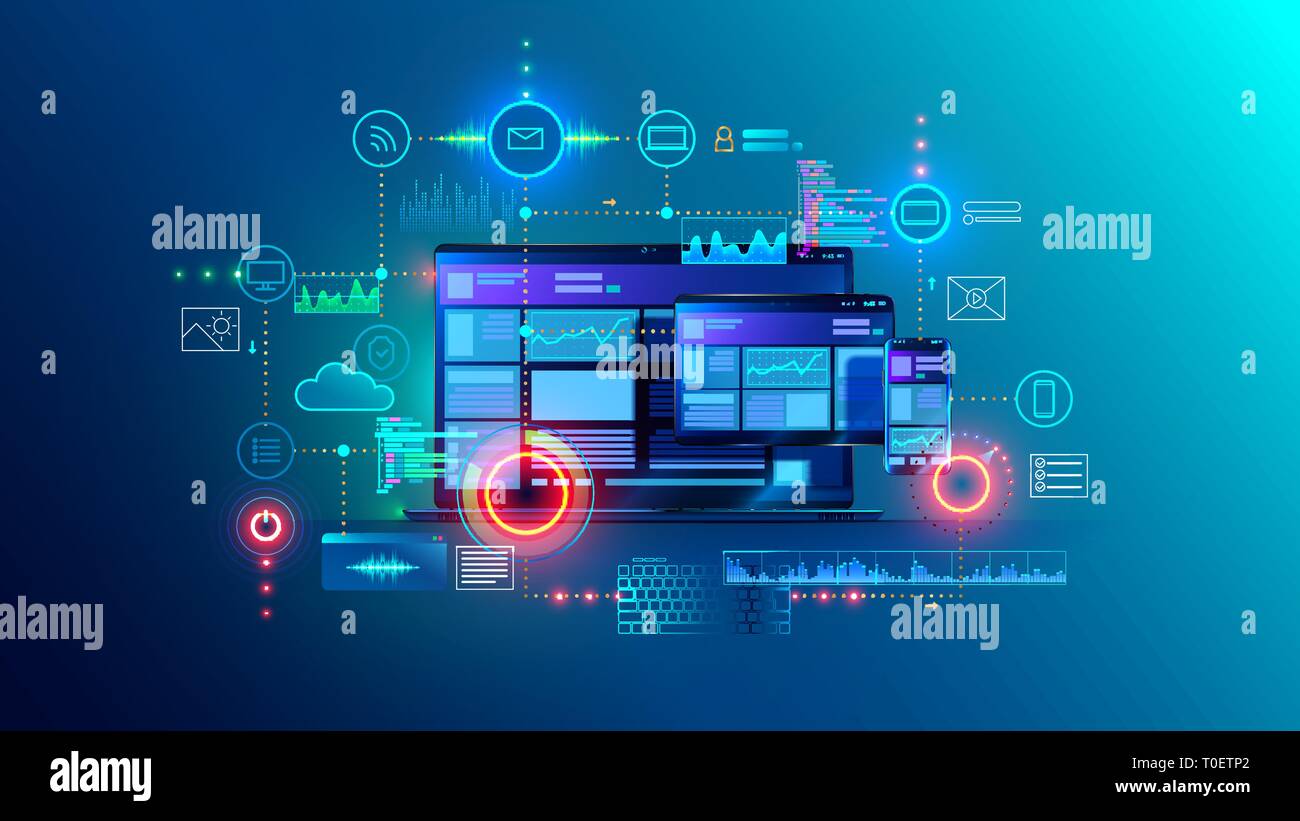 Cross platform website, app design development on laptop, phone, tablet