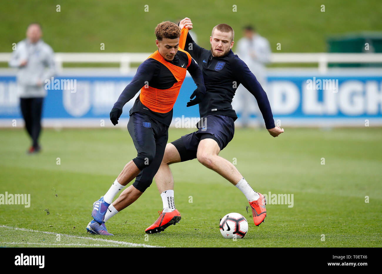England's Dele Alli (left) and Eric Dier battle for the ball, during