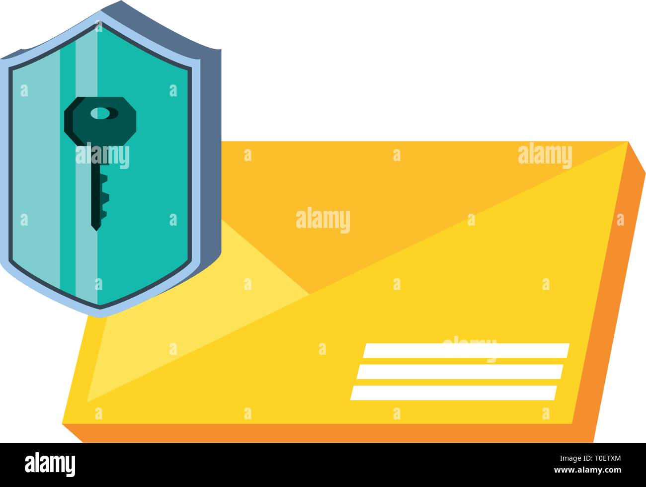 envelope mail with shield secure vector illustration design Stock ...