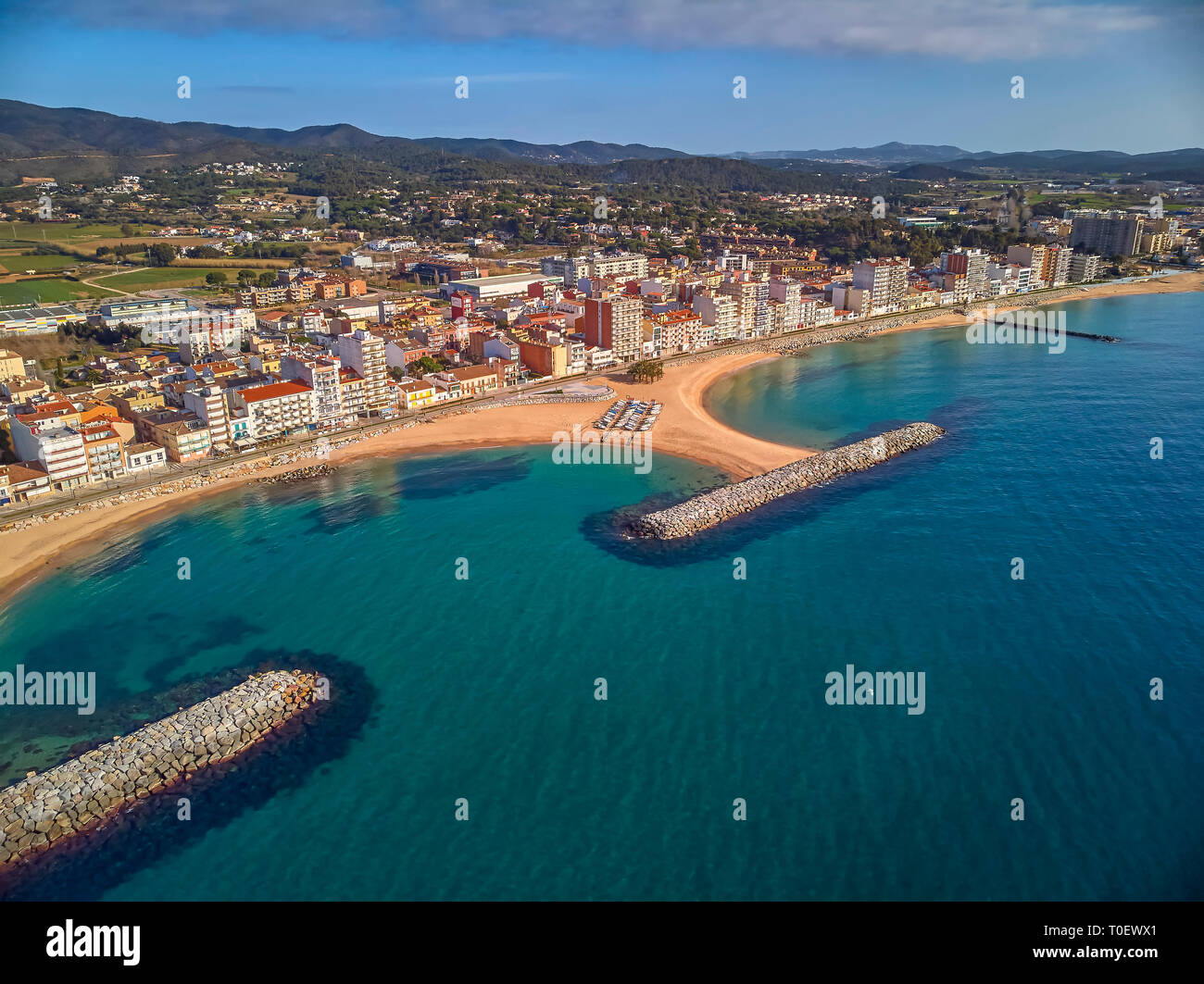 Aerial drone picture from small village Sant Antoni de Calonge from ...