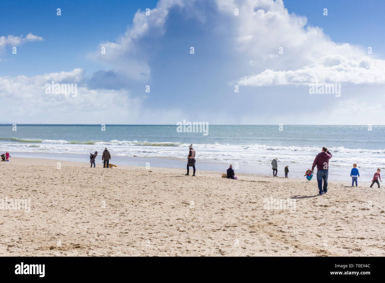 Bournemouth Beach on Sunday 17 March 2019. People out and about. Dorset, England, UK Stock Photo