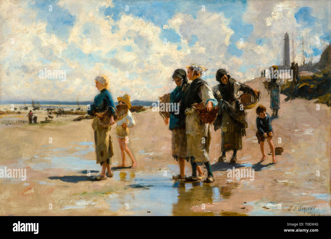 John Singer Sargent, Fishing for Oysters at Cancale, painting, 1878 Stock Photo