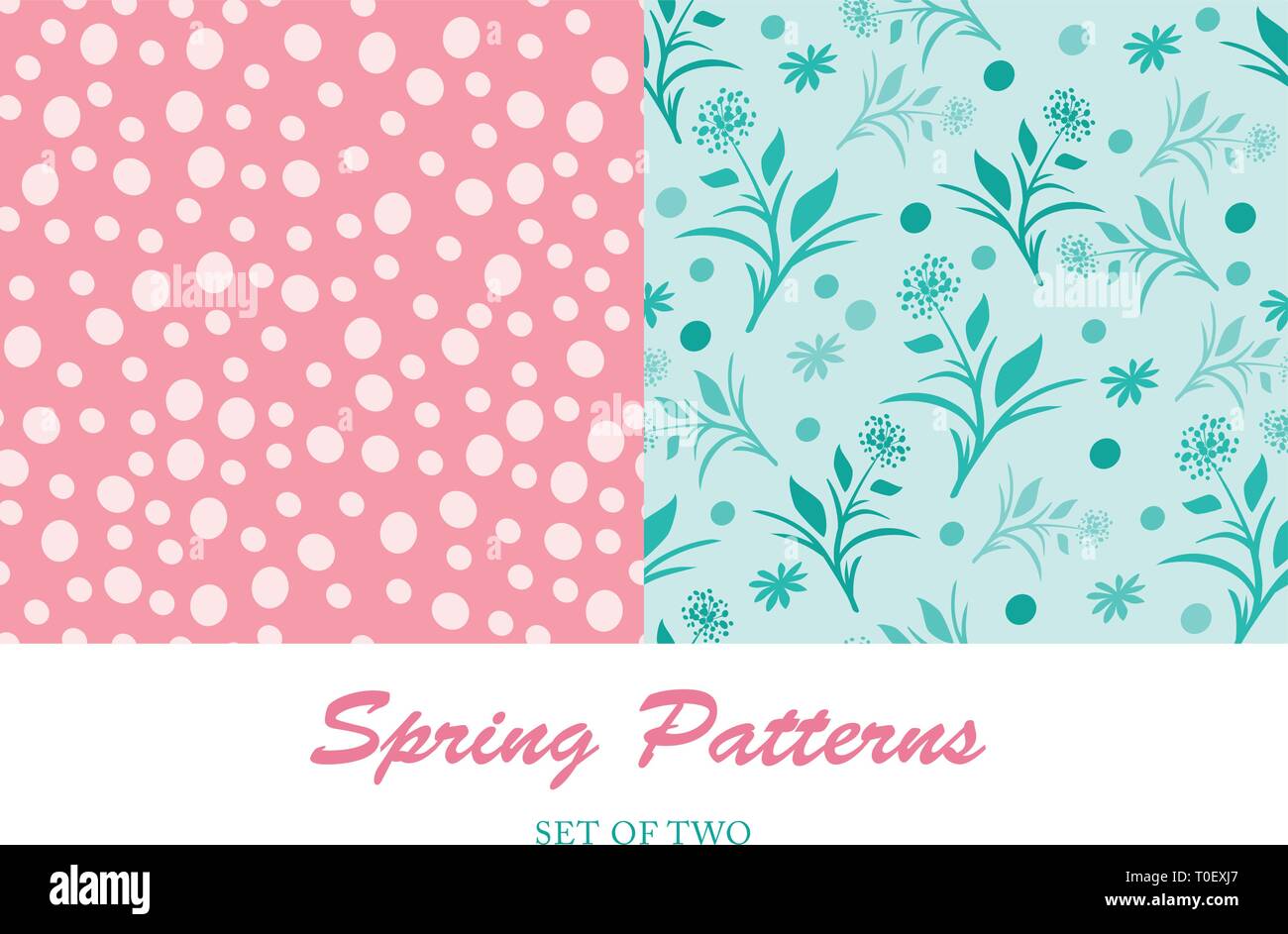 Two soft and elegant vector seamless florals Stock Vector