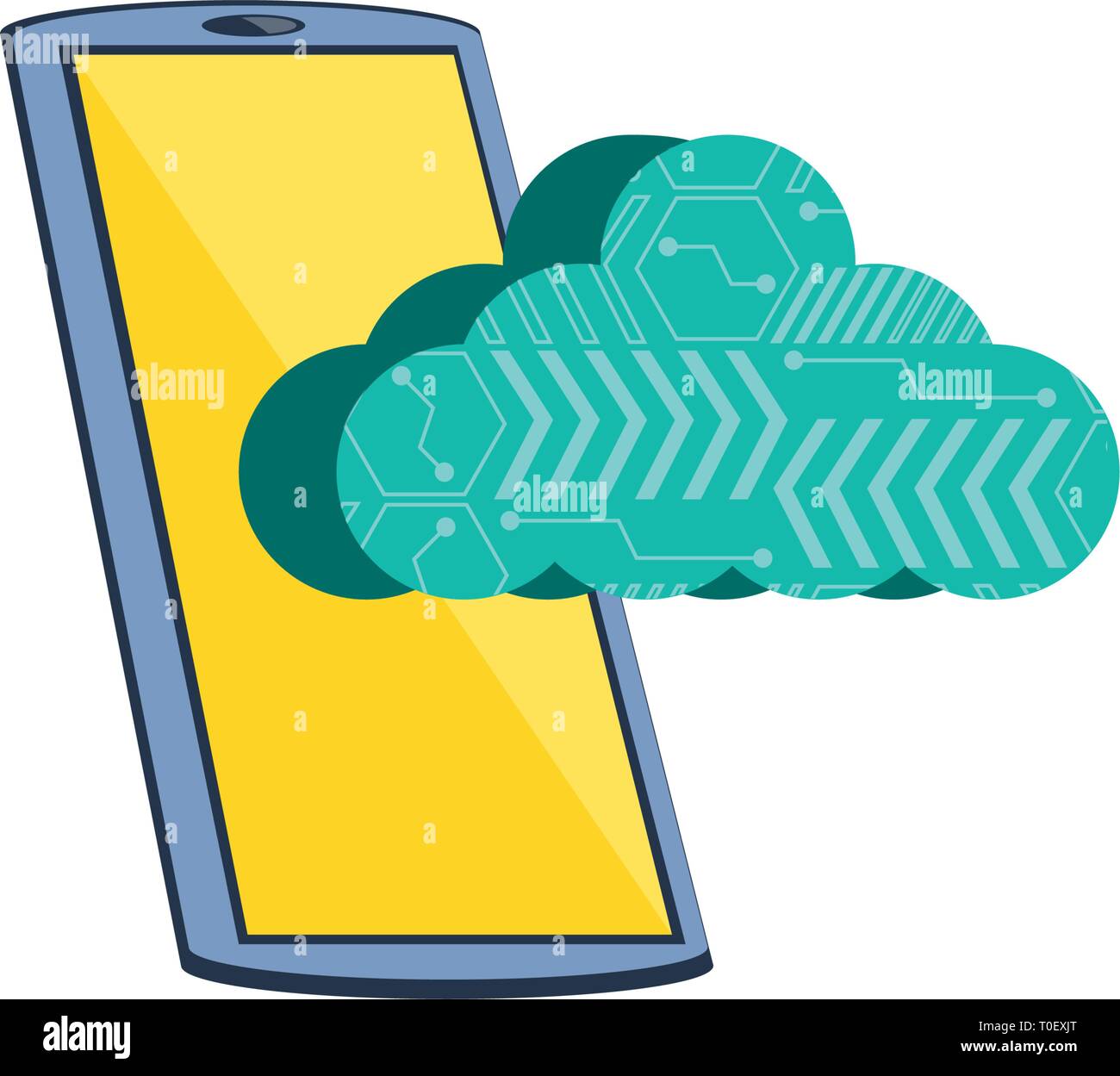 smartphone device with cloud computing vector illustration design Stock ...