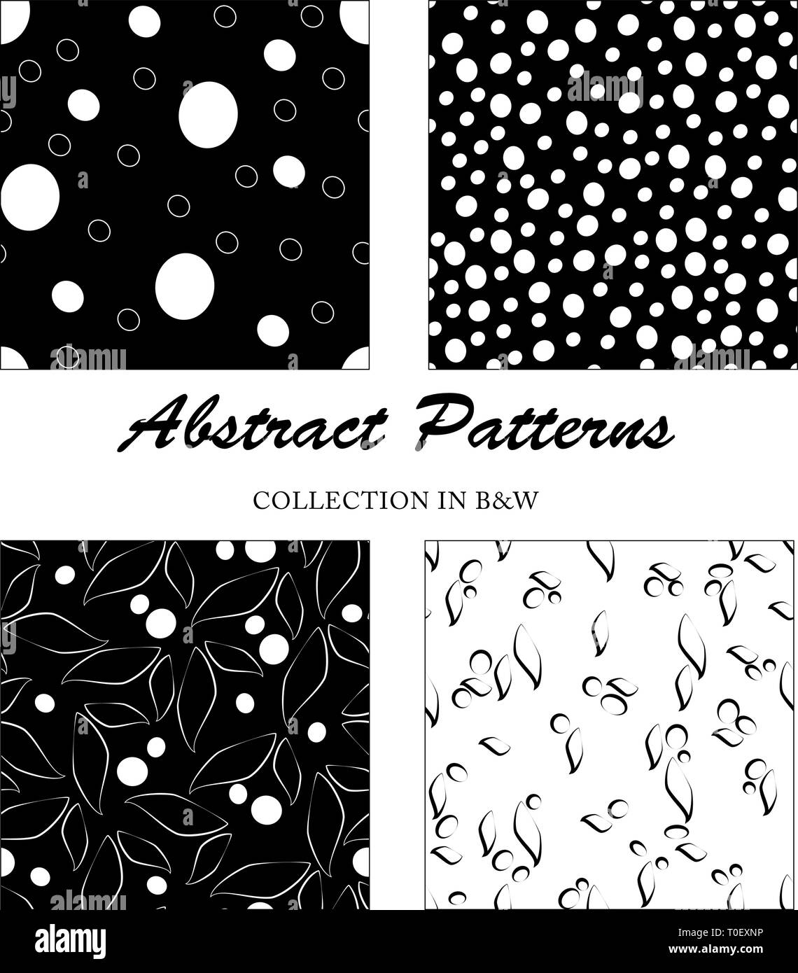 Four black and white vector abstract patterns Stock Vector