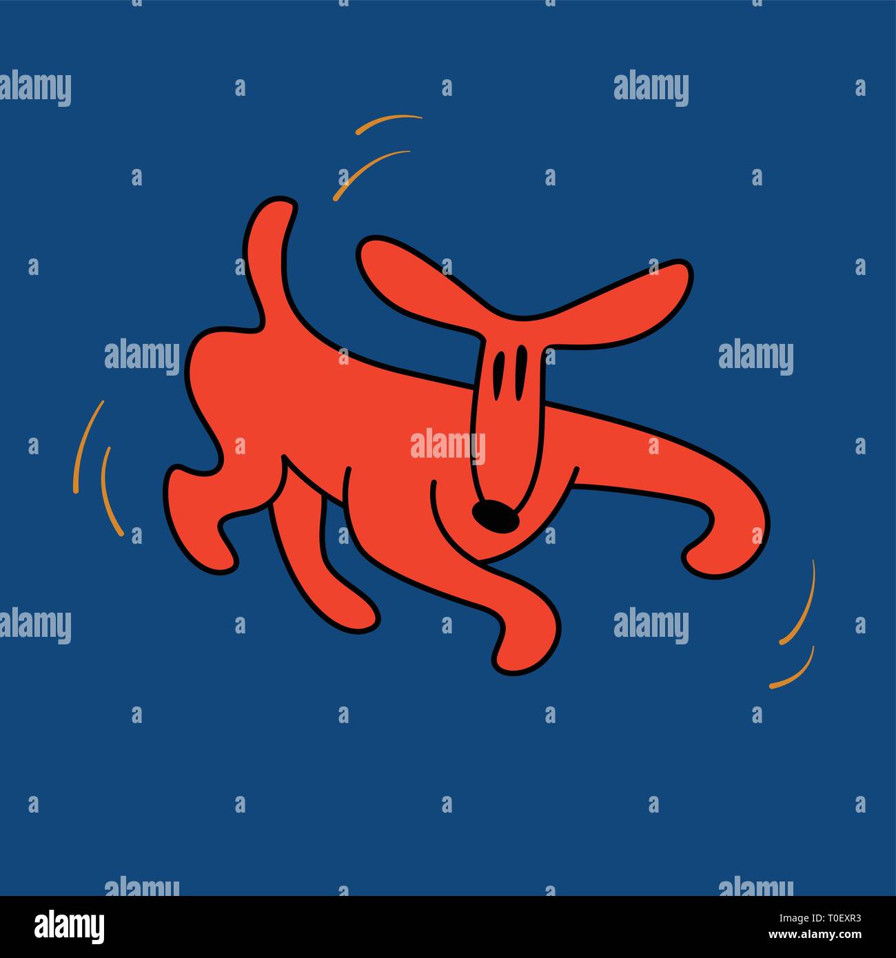 Fun Vector Doodle of Silly Dog Running Stock Vector