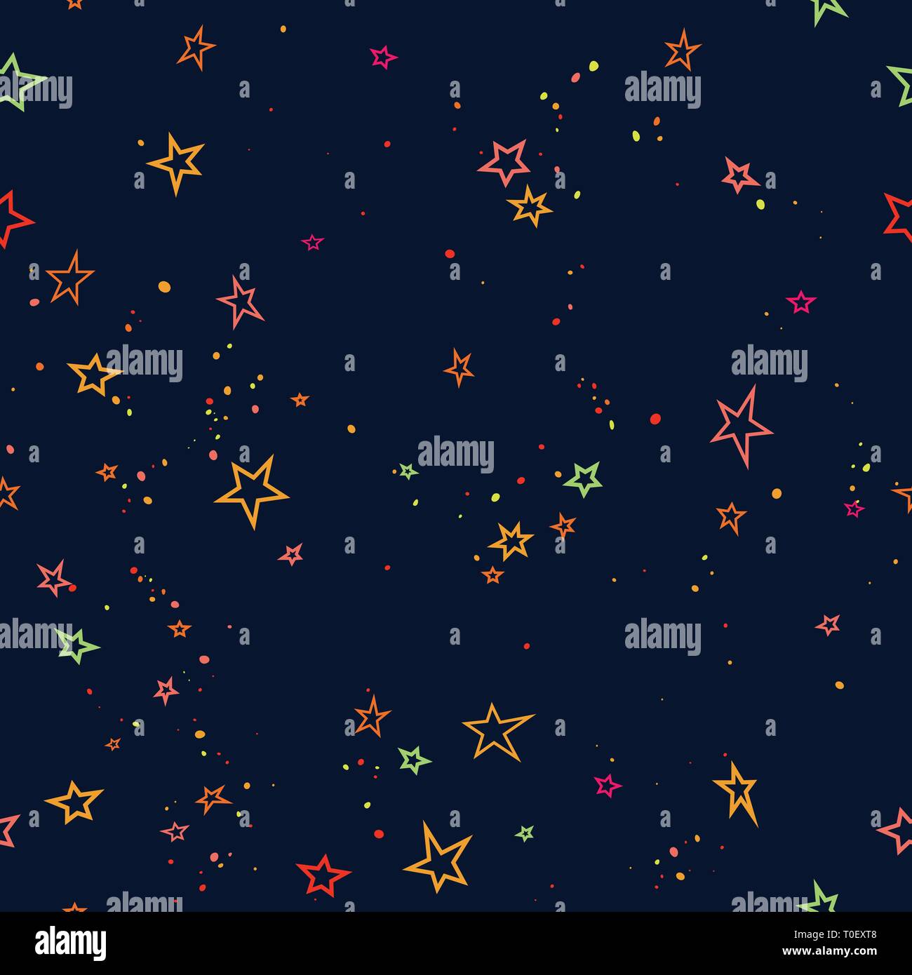 Vibrant Mysterious Fantasy Starry Sky Seamless Vector Pattern Stock Vector