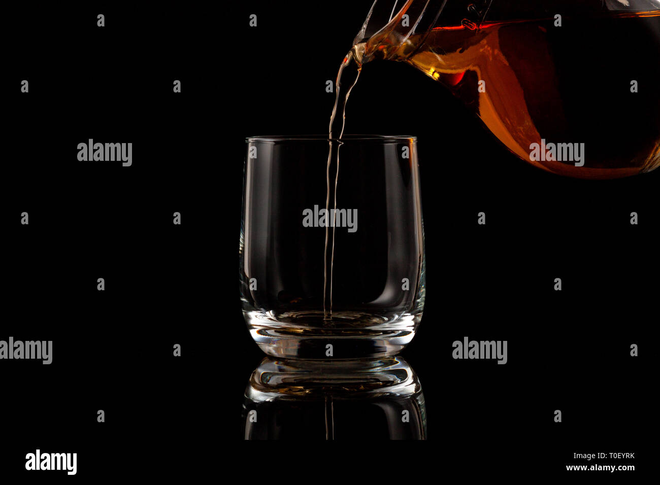 Brandy, whiskey, brandy juice in a glass Stock Photo