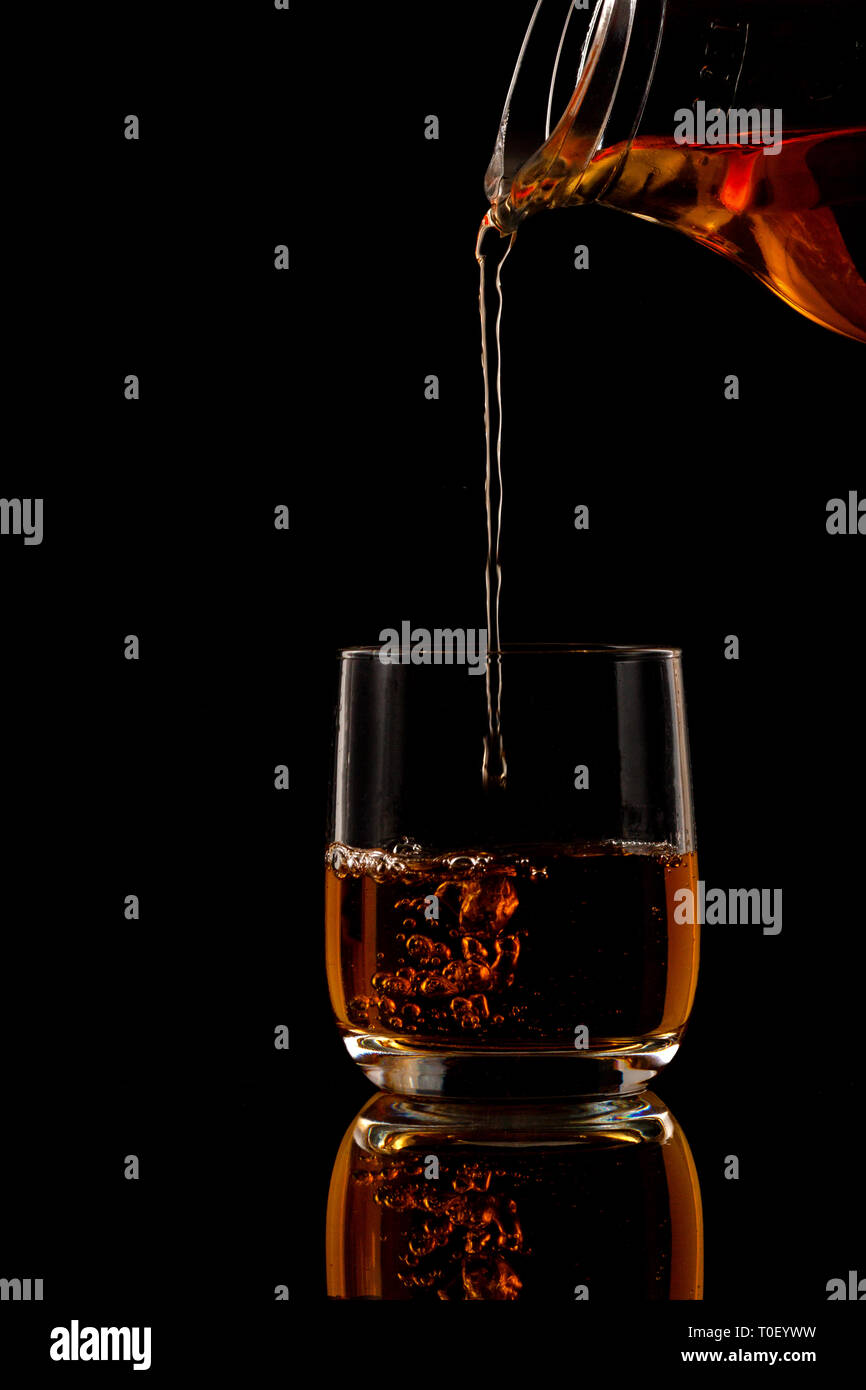 Brandy, whiskey, brandy juice in a glass Stock Photo
