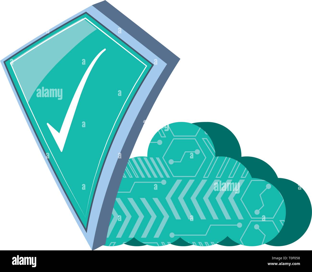 cloud computing with shield secure vector illustration design Stock ...