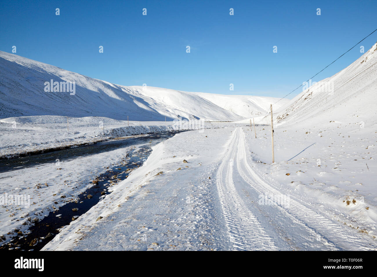 River Avon, Winter in Glen Avon, Cairngorms, Scotlasnd, UK Stock Photo