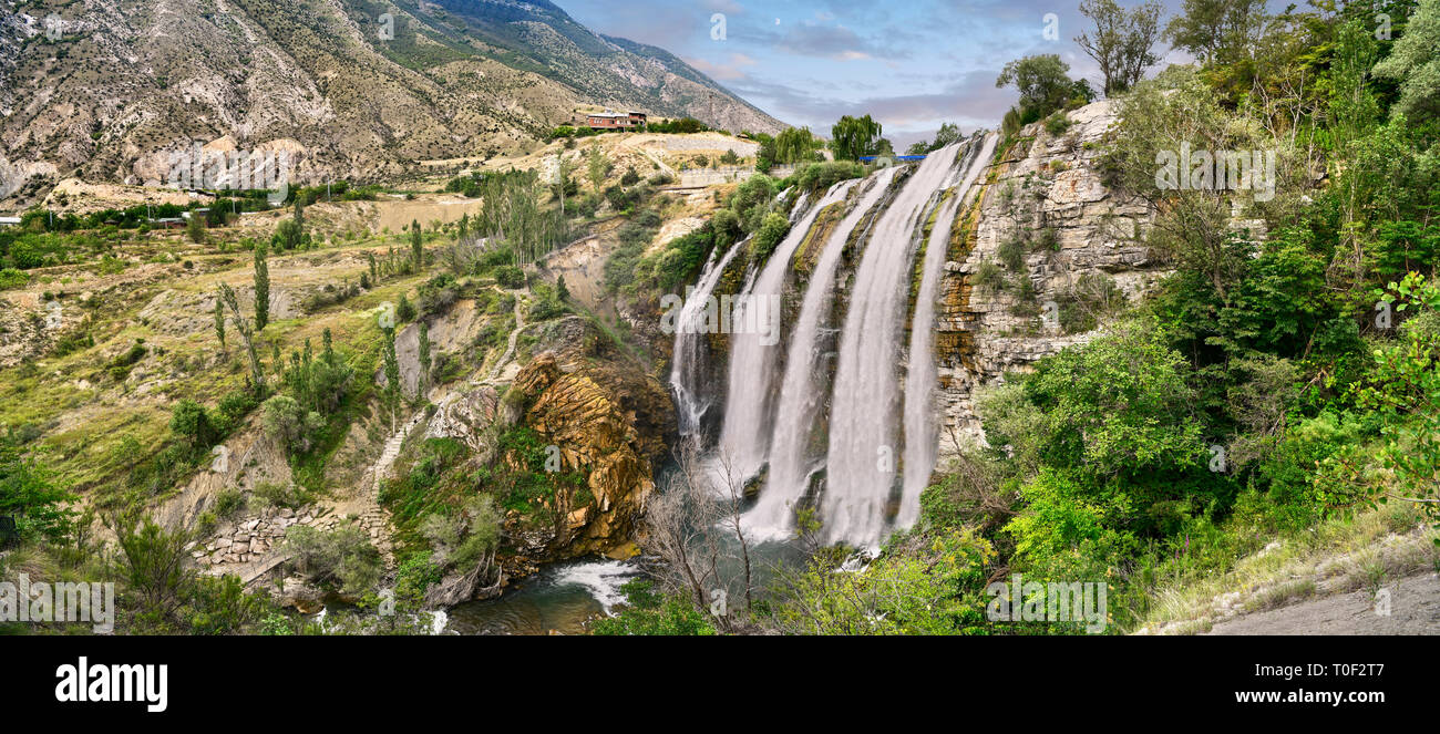 Pictures & Images of the Tortum Water Falls, Coruh Valley, Erzurum in the Eastern Anatolia, Turkey.  The Tortum water falls are the largest in turkey  Stock Photo