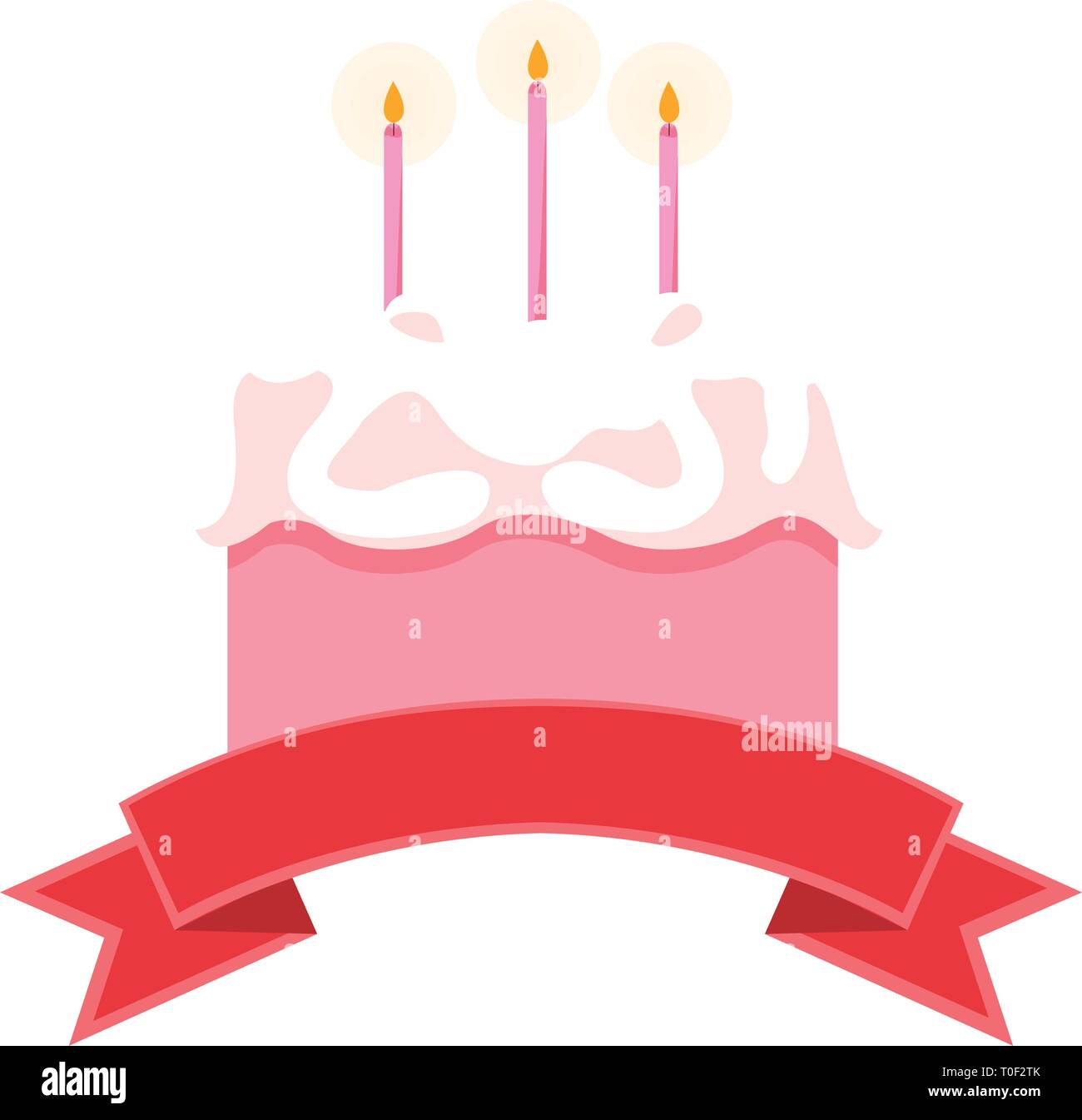 sweet cake birthday with ribbon frame vector illustration design Stock ...