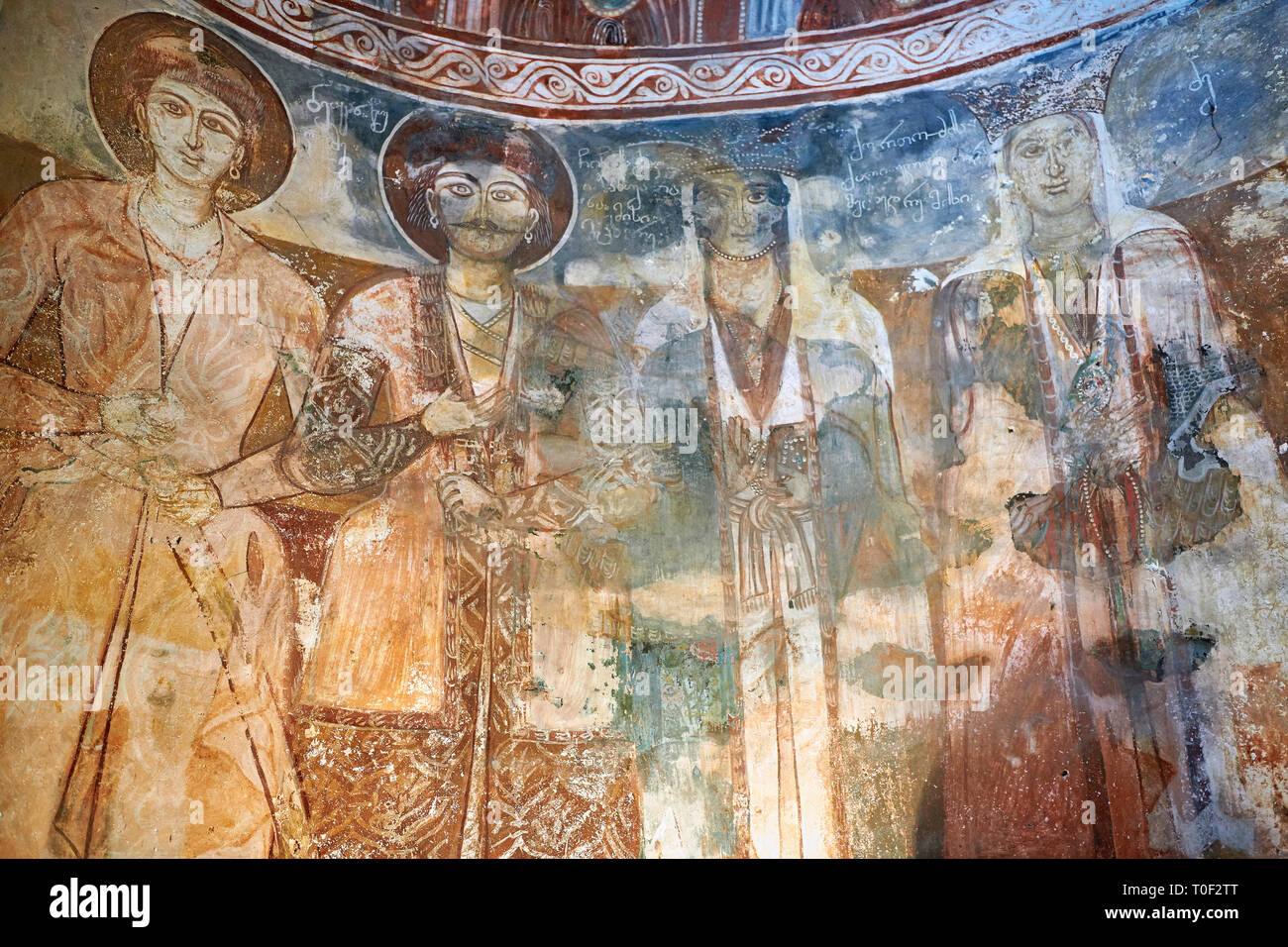 Pictures & images of Nikortsminda ( Nicortsminda ) St Nicholas Georgian Orthodox Cathedral rich interior frescoes, 16th century, Nikortsminda, Racha r Stock Photo