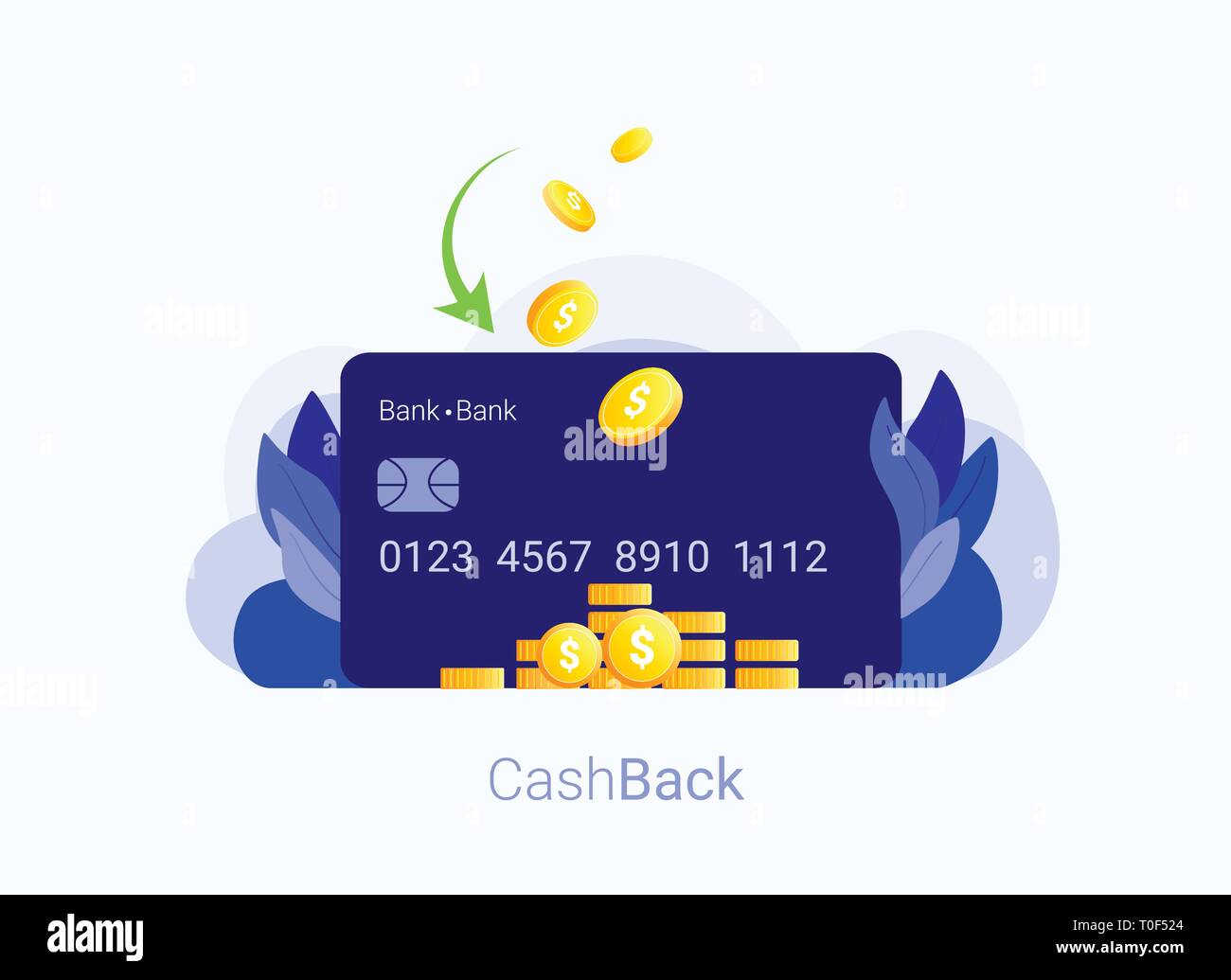 Credit Card Cash Back Concept Credit Card And Gold Coins Back