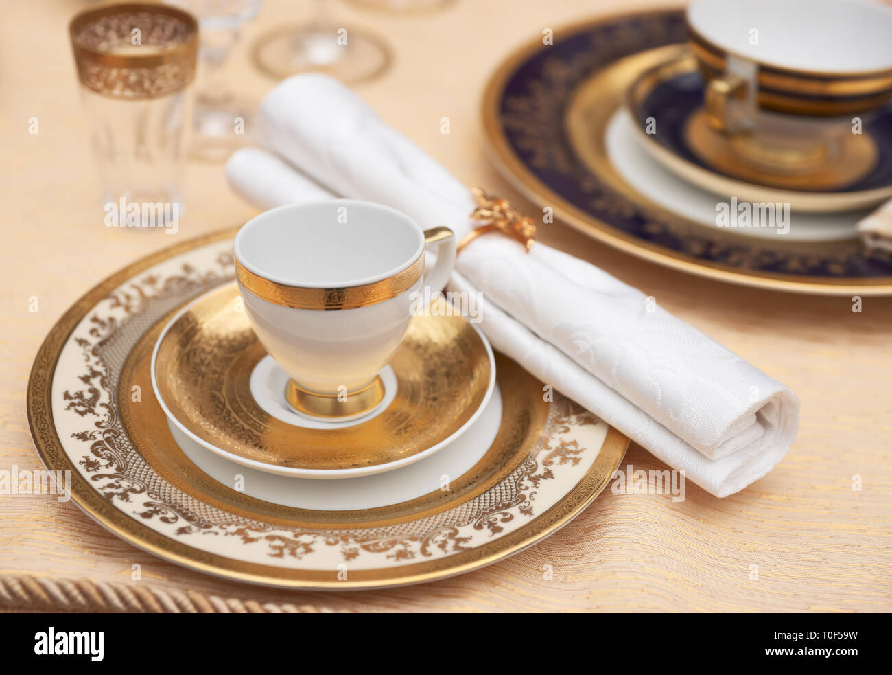 Set of fine bone porcelain dishware Stock Photo - Alamy