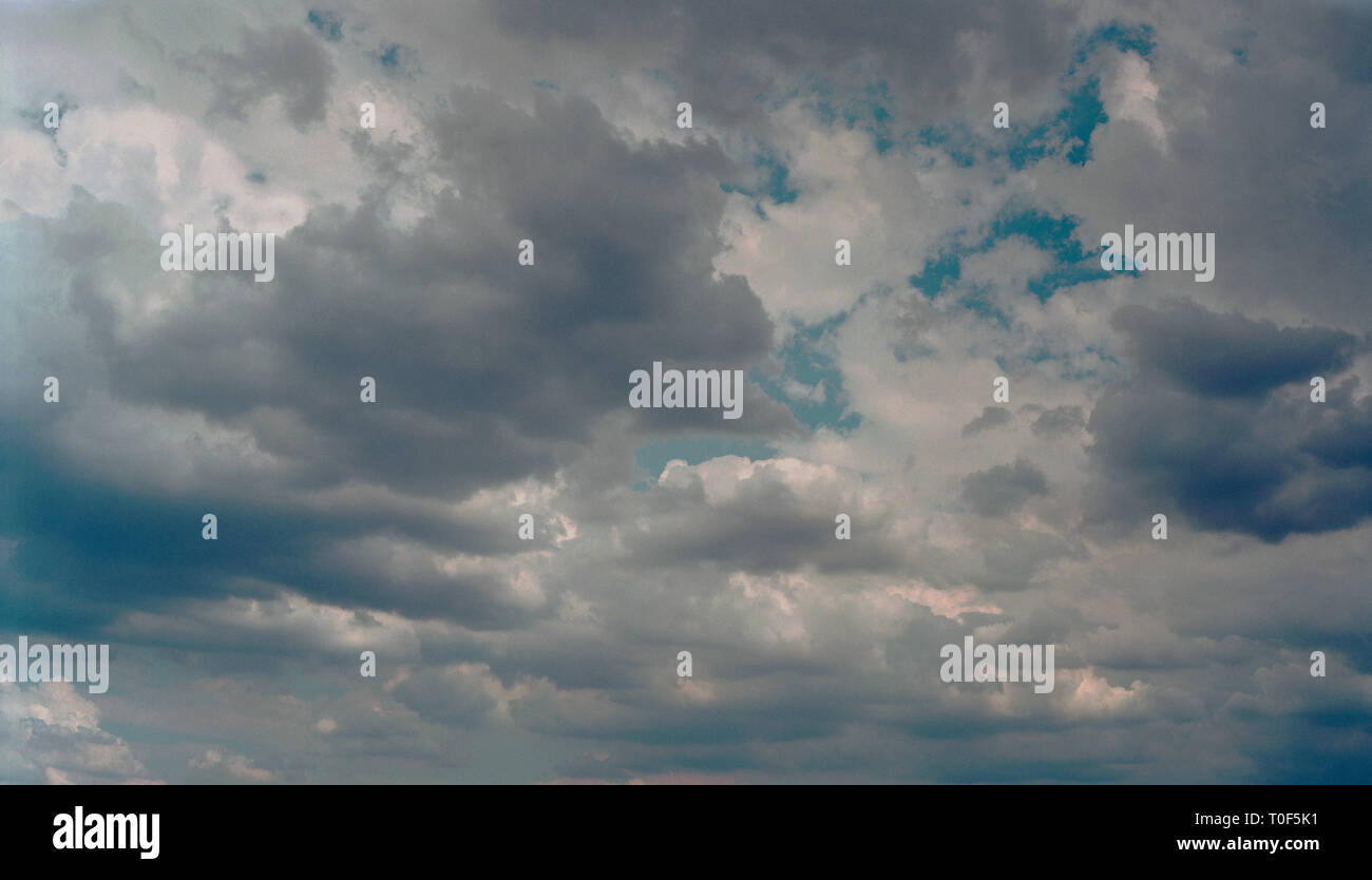 View of dark clouds covering a sky. Stock Photo