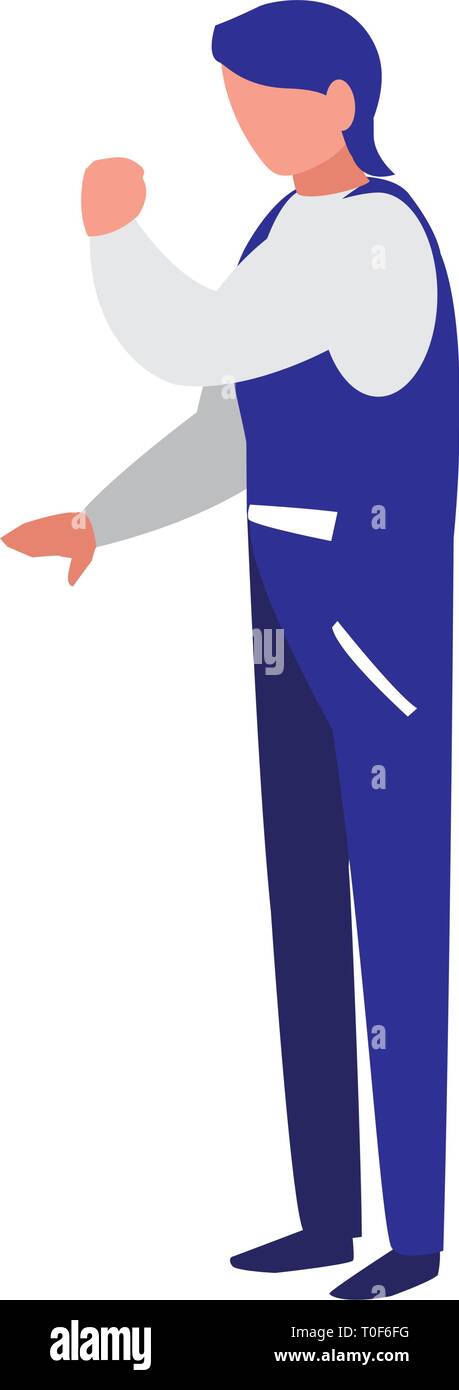 mechanic worker with overalls character vector illustration design ...