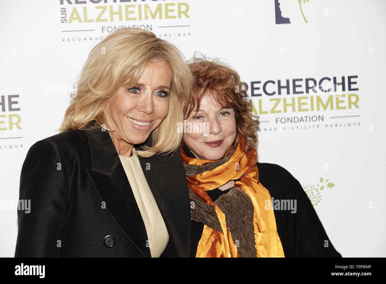 Paris, France. 18th Mar 2019. Brigitte Macron and Agathe Natanson - Photocall of the 14th Gala 2019 of the Association for Alzheimer Research at the Olympia in Paris on March 18, 2019 Credit: Véronique PHITOUSSI/Alamy Live News Stock Photo