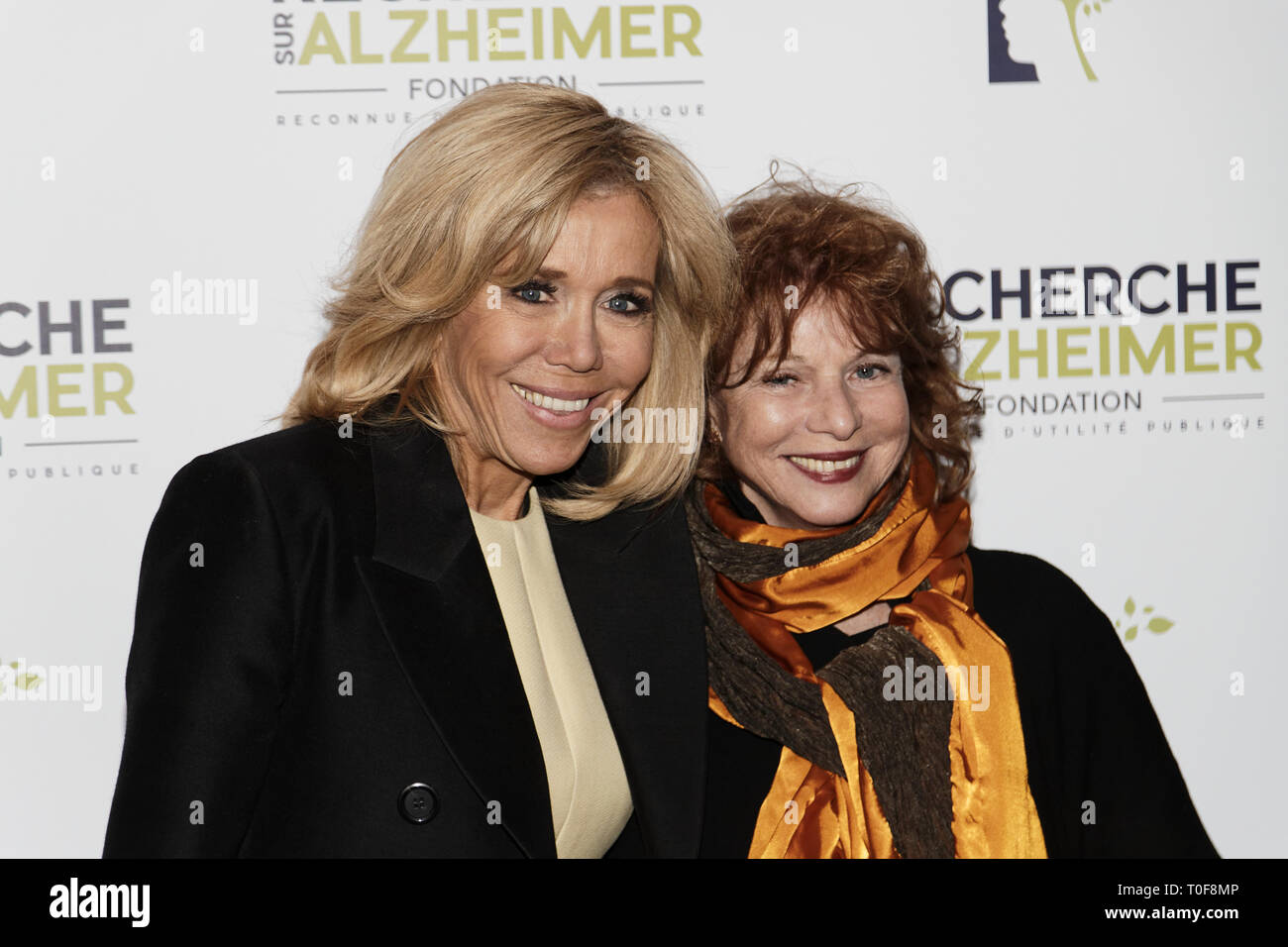 Paris, France. 18th Mar 2019. Brigitte Macron and Agathe Natanson - Photocall of the 14th Gala 2019 of the Association for Alzheimer Research at the Olympia in Paris on March 18, 2019 Credit: Véronique PHITOUSSI/Alamy Live News Stock Photo